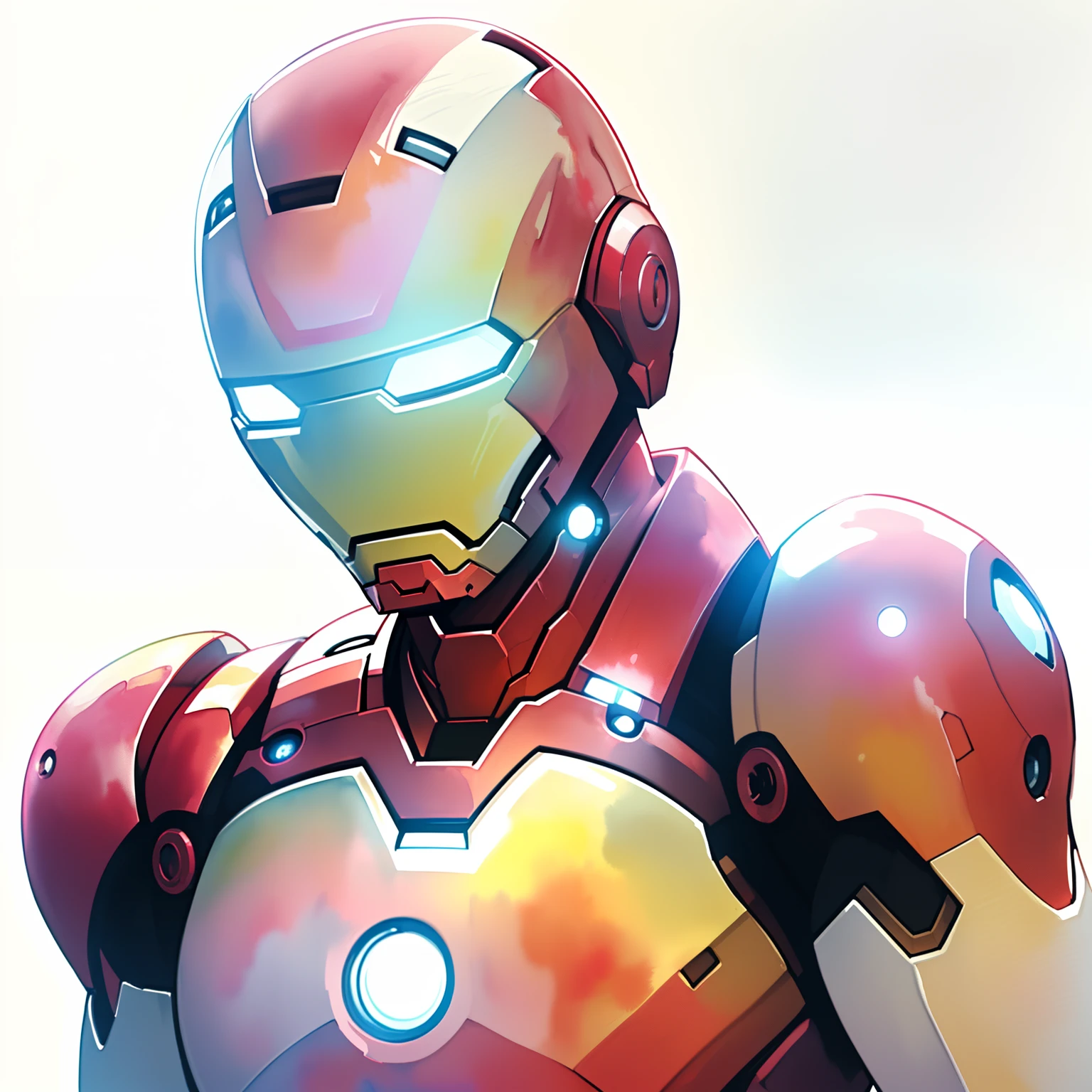 Soft Focus , Light gradient watercolor , Dreamy , White background,ironman