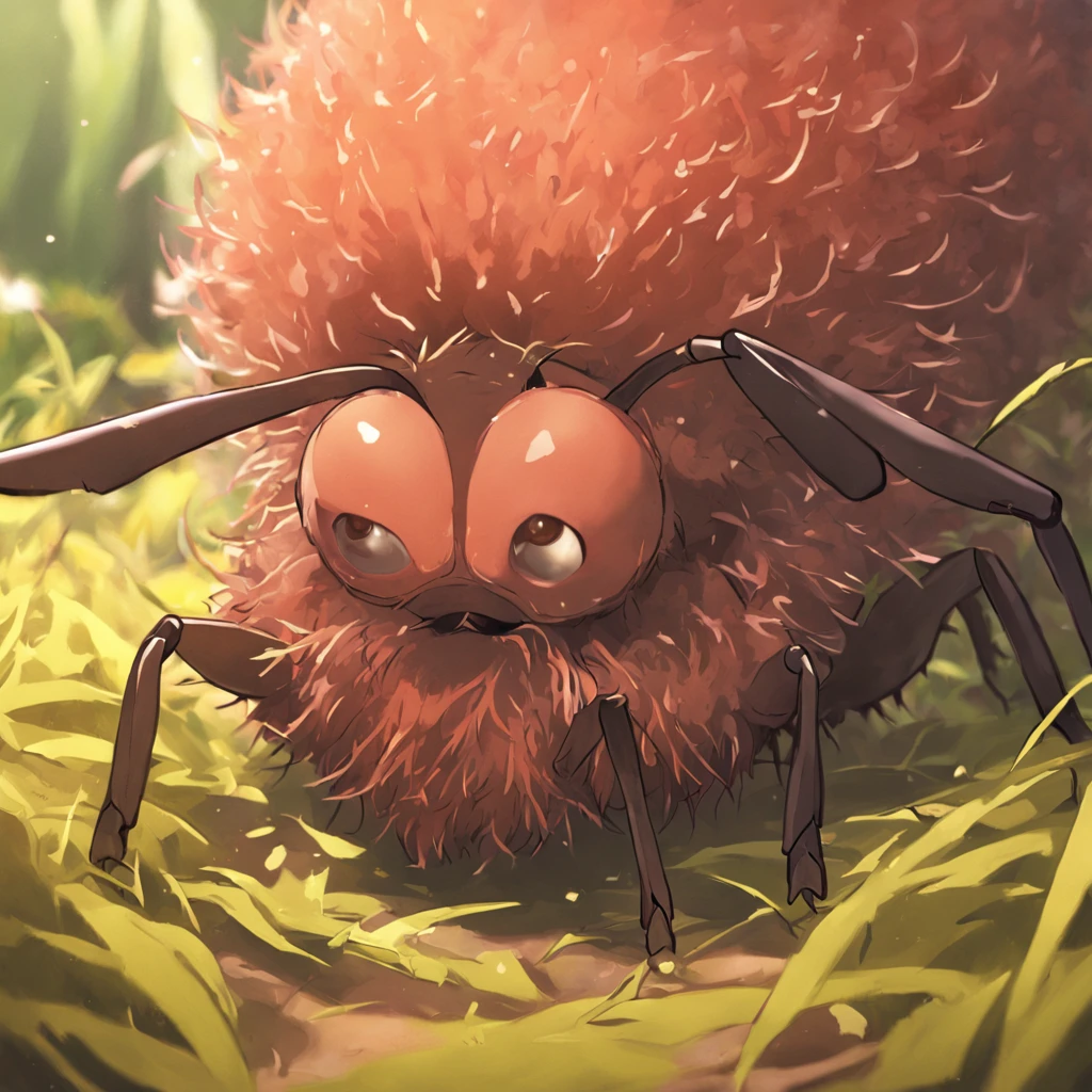 ant with a big beard lumberjack s style, 3d, 8k, highly detailed, digital painting, , illustration, art, 3d style pixar animation, big eyes, friendly, golden brown color ant