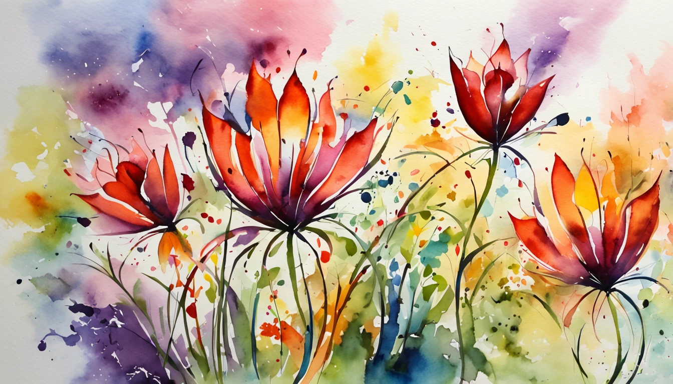 Colorful flowers，Lines contain beautiful lines, Natural curves, Refined silhouette