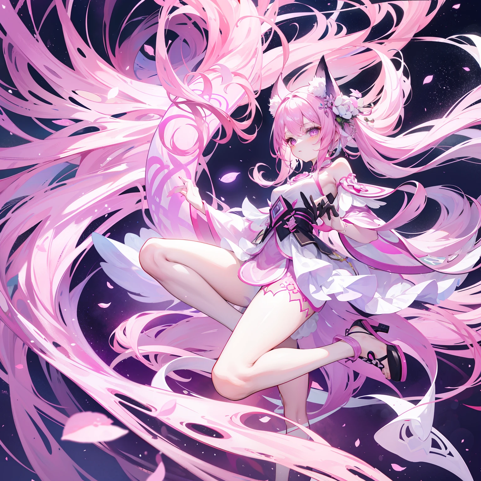 The Douluo Continent with multiple pink soul rings,It's a beautiful sister,Pinkish-purple and pinkish-white color scheme,Known as the purple fox