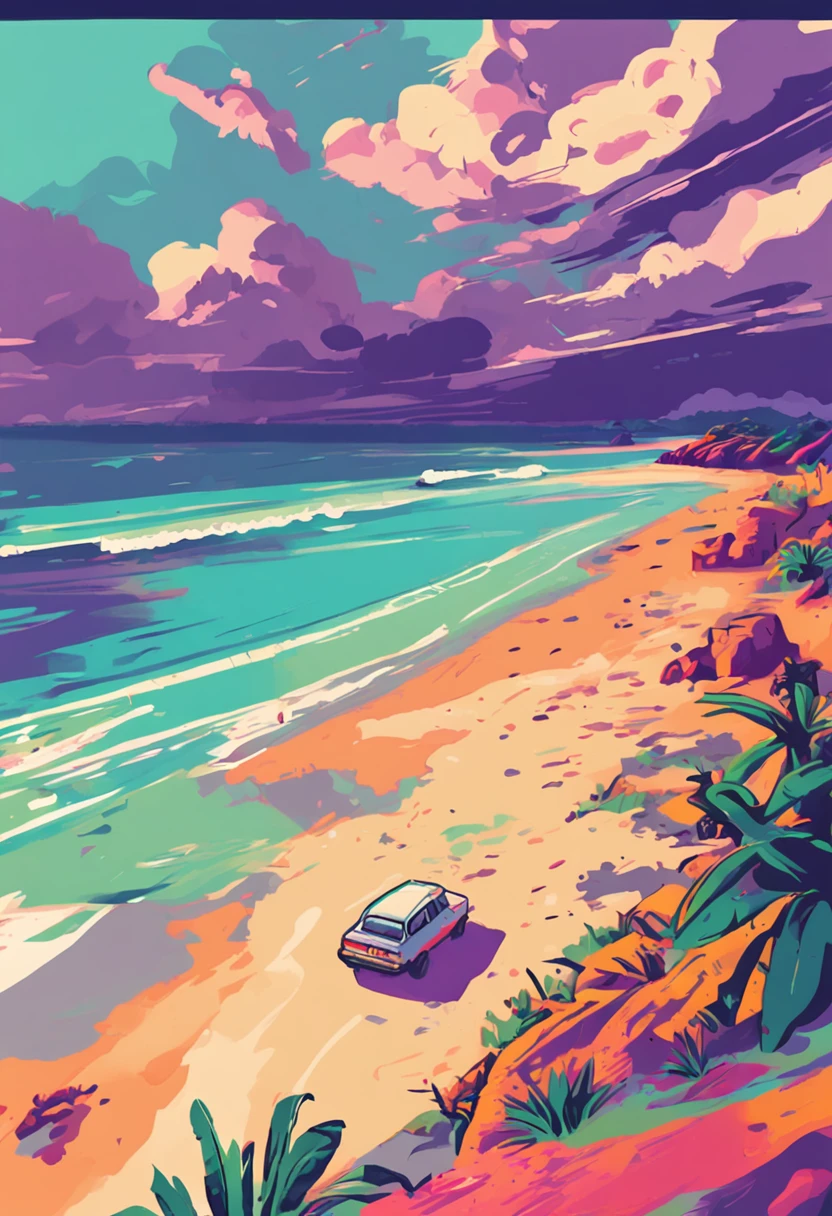 A beach, SNES painting