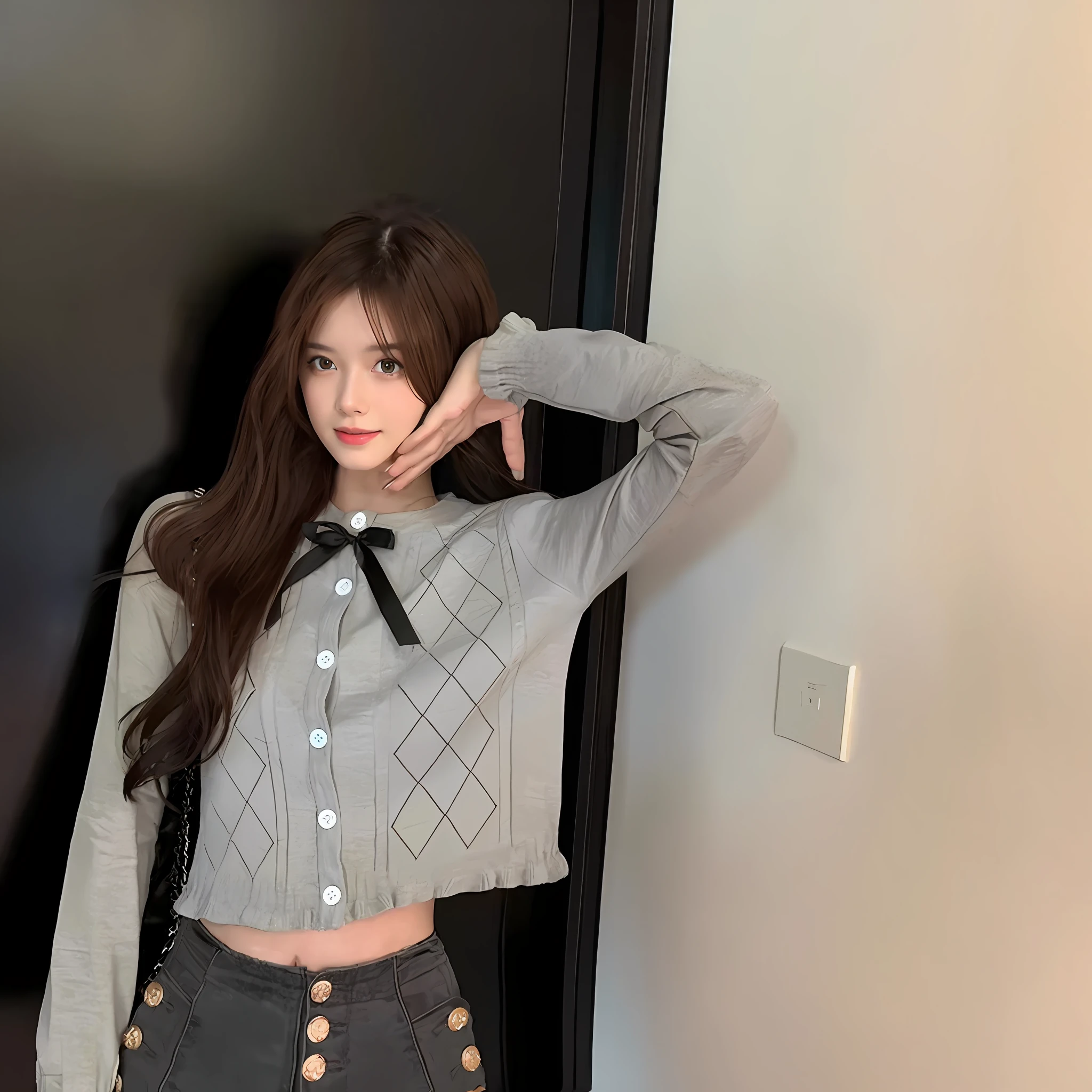 （（best qualtiy，8k，tmasterpiece：1.3））， 1girll， ssmile， full bodyesbian， Slim Faces， Beautiful woman， （dark brown  hair）， full length dress ：1.1， Super detailed face， Detailed eyes， 二重まぶた， Slim Faces