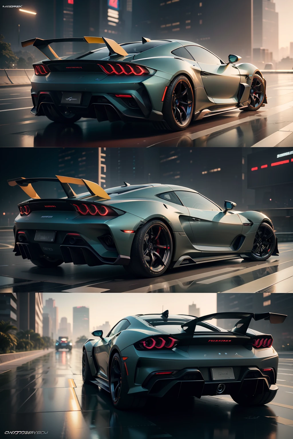 Photorealistic, ,Best quality,Masterpiece,Highly detailed,Ultra-detailed,Futuristic sports car for cyberpunk cities. 4K 3D Rendering Unreal Engine 5 Render with Blender and Octane Surrealist global illumination from photorealistic Greg Rutkowski Loish Raders Ferdinand Naboo Makoto Shinkai Tako Trends on CGhSociety