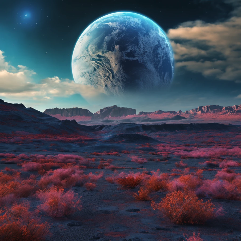 Blue Earth seen from the surface of the moon