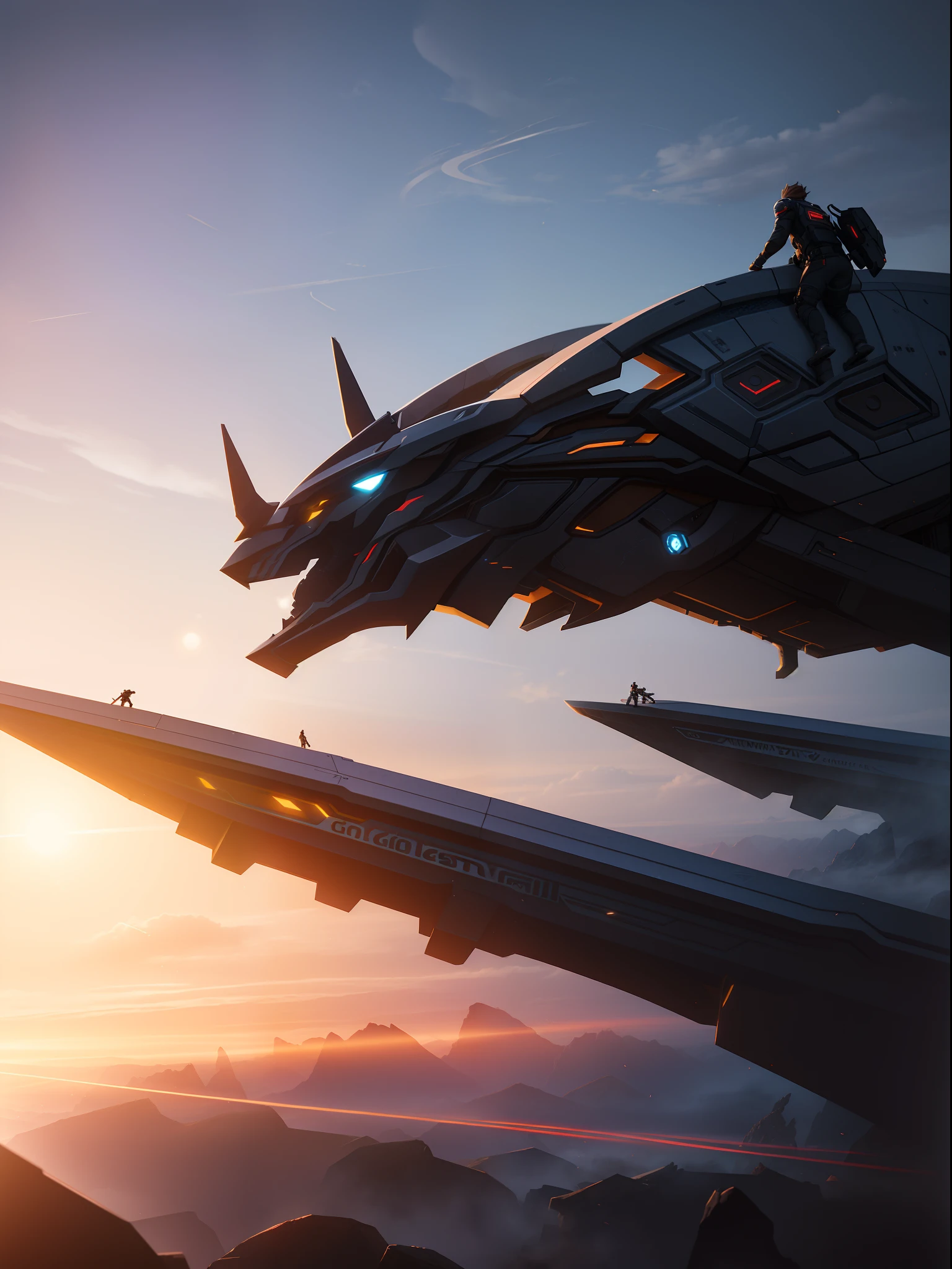 "(Gaming theme) with an epic and immersive environment, intense action, and stunning visuals. Showcasing futuristic technology, intense battles, and a blend of fantasy and realism. Includes futuristic architecture, advanced weapons, dynamic lighting effects, and a diverse range of characters. Captivate with thrilling gameplay moments, incredible special effects, and a sense of adventure and excitement. Push the boundaries of imagination and create a captivating gaming experience."