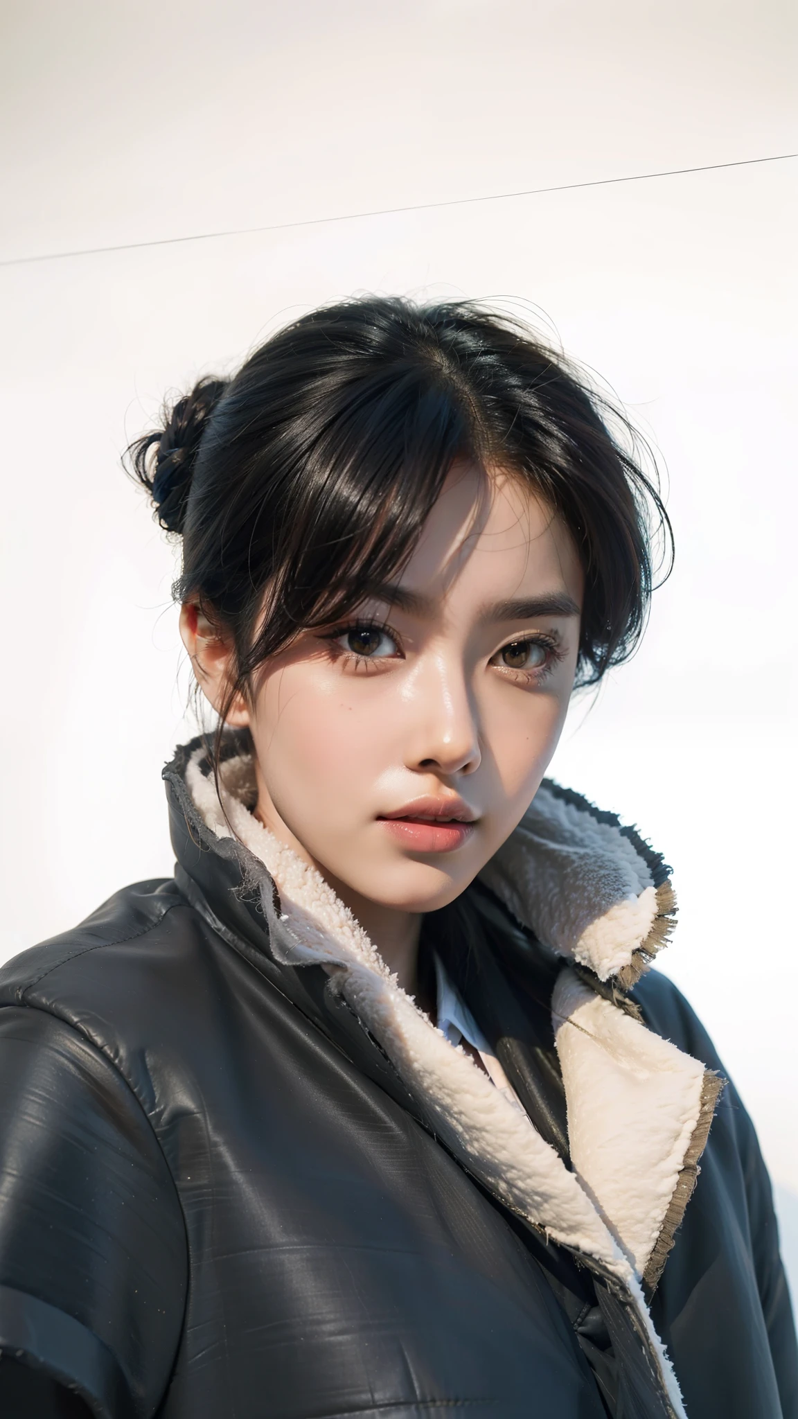 HD high resolution，style of surrealism，Best texture，（Skin texture portrayal：1.2），Fair and translucent skin，（Extremely detailed depiction of facial features：1.4），Refined makeup，Eye detail portrayal，The pupils are bright，（Hair details depicted:1.4），Lips are shiny and delicate，（The ultimate in face portrayal:1.4），电影光感，Chasing the light，Hyper Real，Nikon D850，SLR shooting texture，HDR，