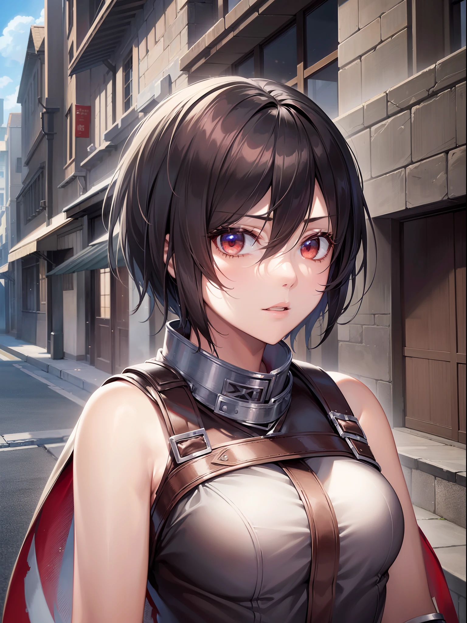 (((Mikasa Ackerman))), The highest image quality, hightquality, high detailing, 超A high resolution, 8K resolution, depth of fields, Cinematography, intricate detailes, Elaborate, meticulous, Magnificent, Maximum Detail, Extreme beauty