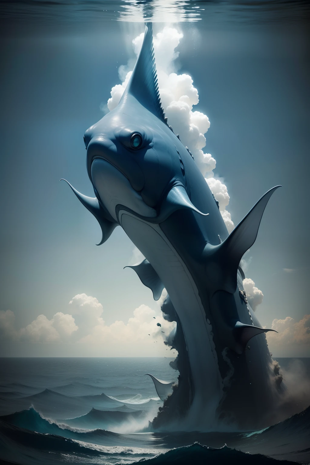 Turbid oceans,Smoky miasma plant,Huge and ugly fish,manta,Mutated sea creatures,heavily polluted