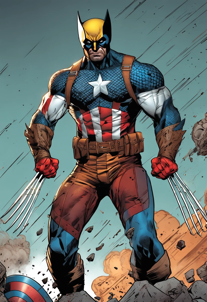 Wolverine killing Captain america, hyperrealistic, Cinematic, Ultra Realism