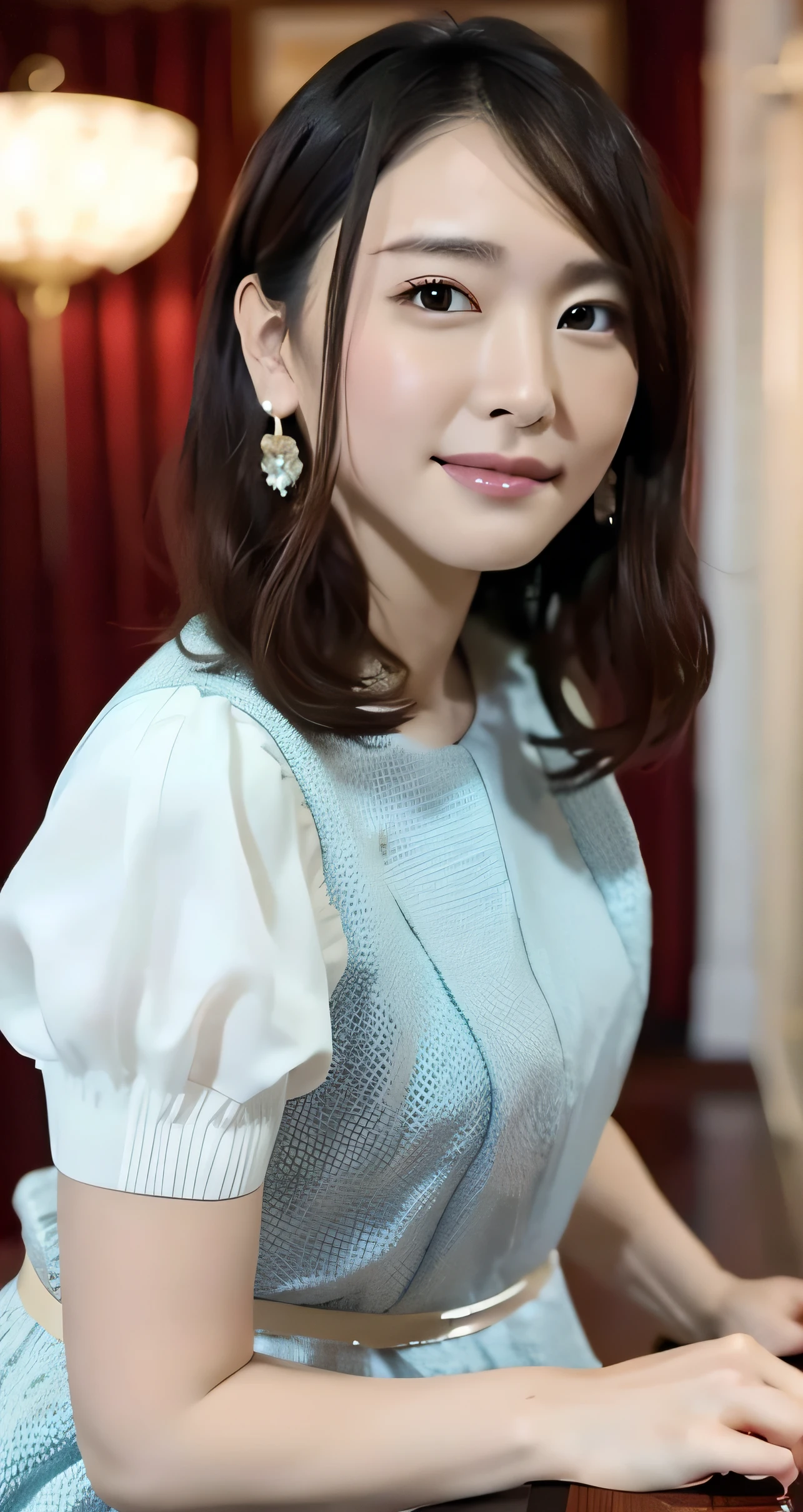 Photo taken by a professional photographer,8K, table top, RAW photo, highest quality, realistic, Highly detailed CG Unity 8K wallpaper, Depth of bounds written, cinematic light, Lens flare, ray tracing, (very beautiful face, beautiful lips, beautiful eyes), face with intricate details, ((super dense skin)) 1 girl, in the dark, deep shadow, cute korean girl, Flashy makeup with red eyeshadow,her shortcut, Delicate light brown hair is slightly disheveled with side waves.,wearing large ring earrings,K-POP idol, 1 girl, (very slim and slender fit muscular body:1.3), ((looking at the viewer)),(big smile:1.3), (magenta and black blouse), (sleeve fashion city night, dark night, (neon sign), (blurred background), fashion street night),(no people in the background:1.3), beautiful earrings, bracelet, necklace, pantyhose, clear eyes, walk, (white skin), (big eye ace forward, ((upper body shot)), ((silk color dresses:1.3)),(brown hair),((tight fit lace dress)), (See through), (looking at the viewer:1.3) open chest, very slim, medium breasts, backtracking,((buckshot)), See through, Medium Butt, mini skirt, updo hair, ((spread the thighs))