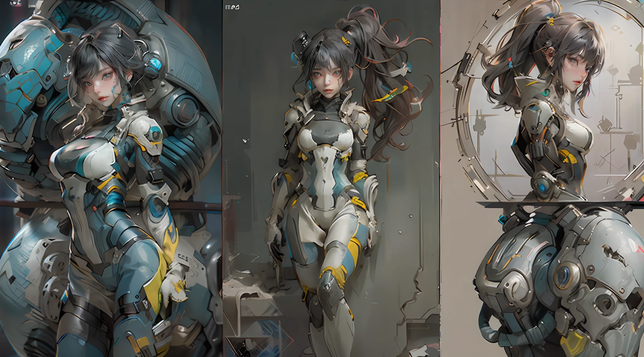 Pilot suit explanatory diagram。naked woman。