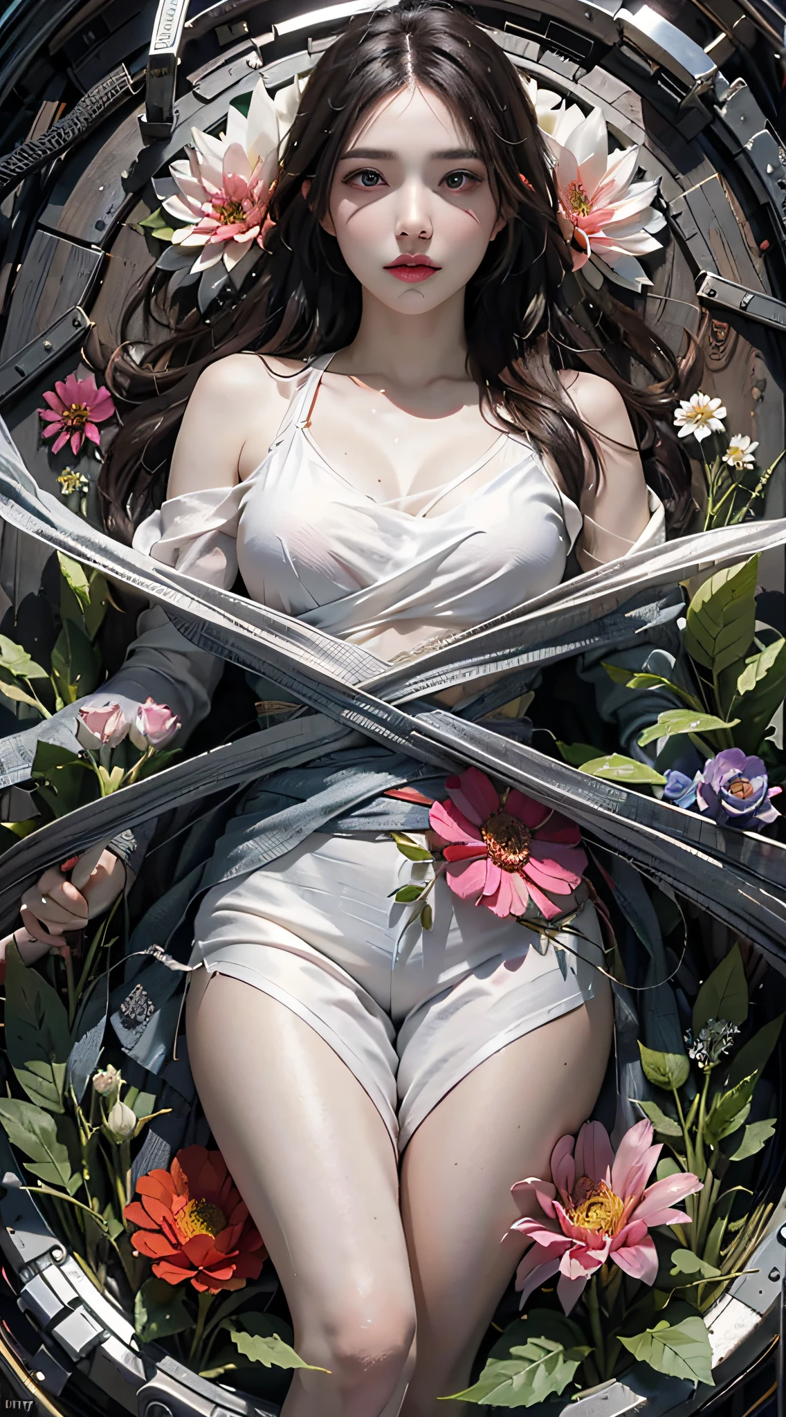 official art, unity 8k wallpaper, ultra detailed, beautiful and aesthetic, beautiful, masterpiece, best quality, (zentangle, mandala, tangle, entangle), (ecstasy of flower:1.2), dynamic angle, cowboyshot, the most beautiful form of chaos, elegant, a brutalist designed, vivid colours, romanticism, atmospheric