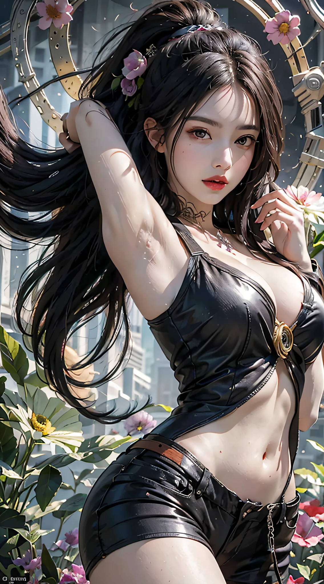 official art, unity 8k wallpaper, ultra detailed, beautiful and aesthetic, beautiful, masterpiece, best quality, (zentangle, mandala, tangle, entangle), (ecstasy of flower:1.2), dynamic angle, cowboyshot, the most beautiful form of chaos, elegant, a brutalist designed, vivid colours, romanticism, atmospheric