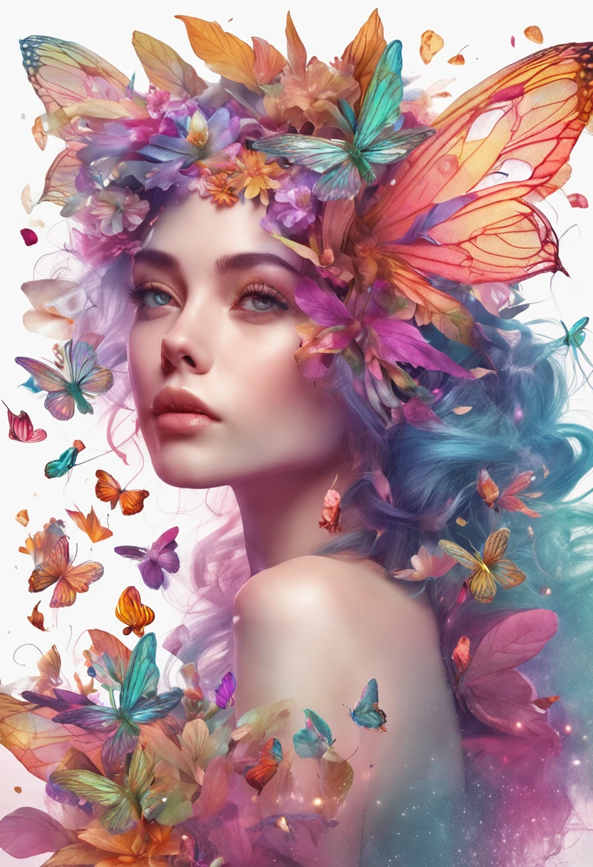 beautiful colorful woman: Black ink flow: Photorealistic masterpiece in 8k resolution: por Aaron Horkey e Jeremy Mann: Finely detailed fluid gouache painting: by John Baptist Mongue: handwriting: acrylic: water colour, professional photograpy, natural lighting, volumetric lighting maximalist photo illustration: by marton bobzert: Detailed concept art in 8k resolution, Complex, chic, expansive, Fantastic, double printing, double exposure, fractal holographic effect