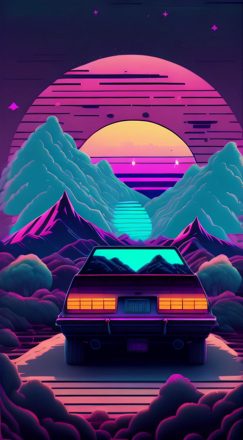 vaporwave style, Aesthetics, Chill, grieves, lofi style, ultra - detailed, Background with, The landscape, highly detailed, 8K, k hd