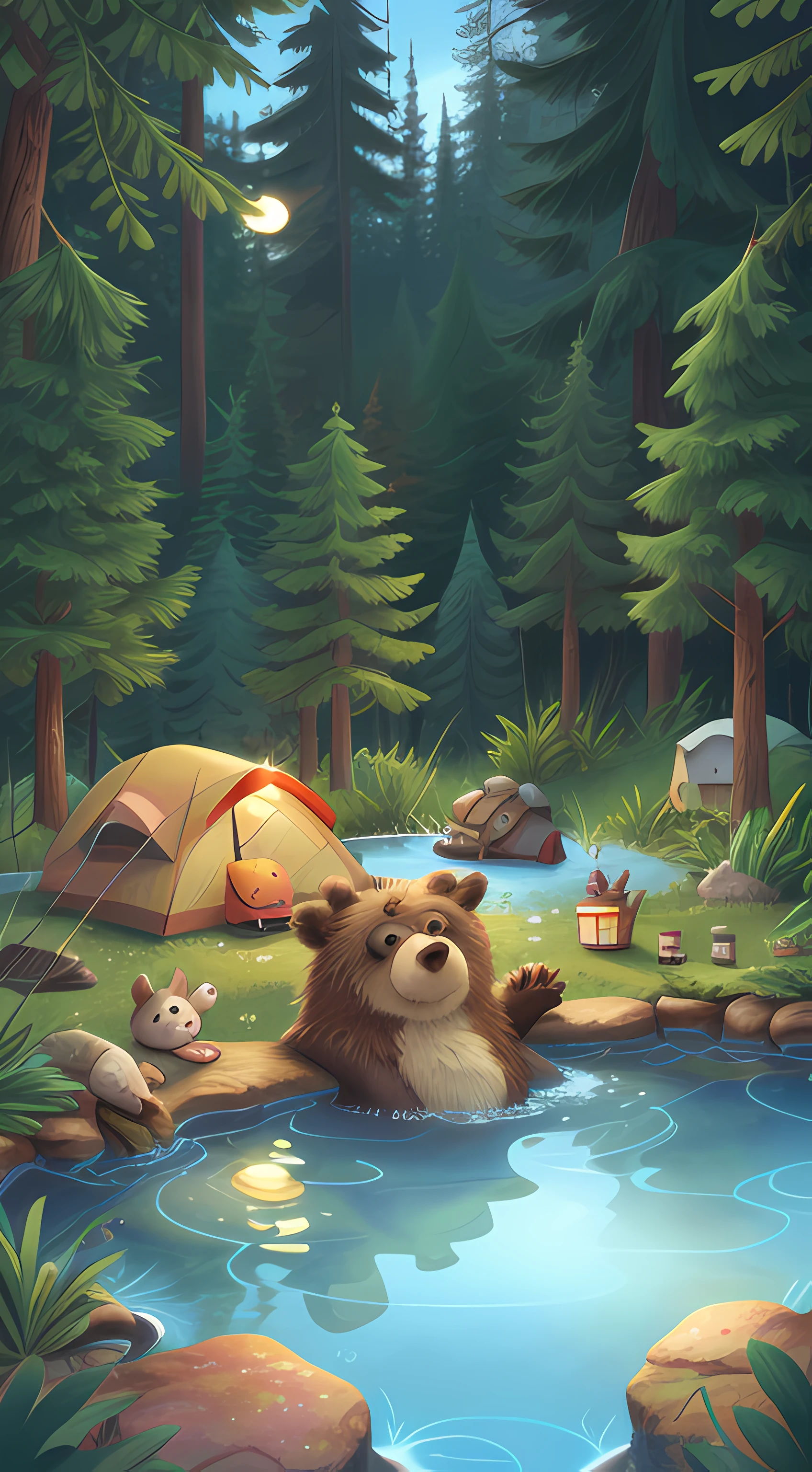 a bear is camping, ???, Thermal Pool