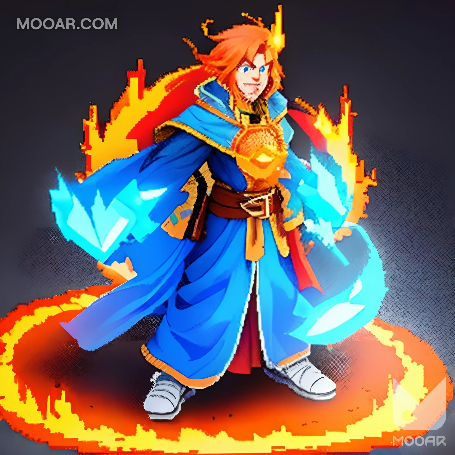 Hero's face in pixel art