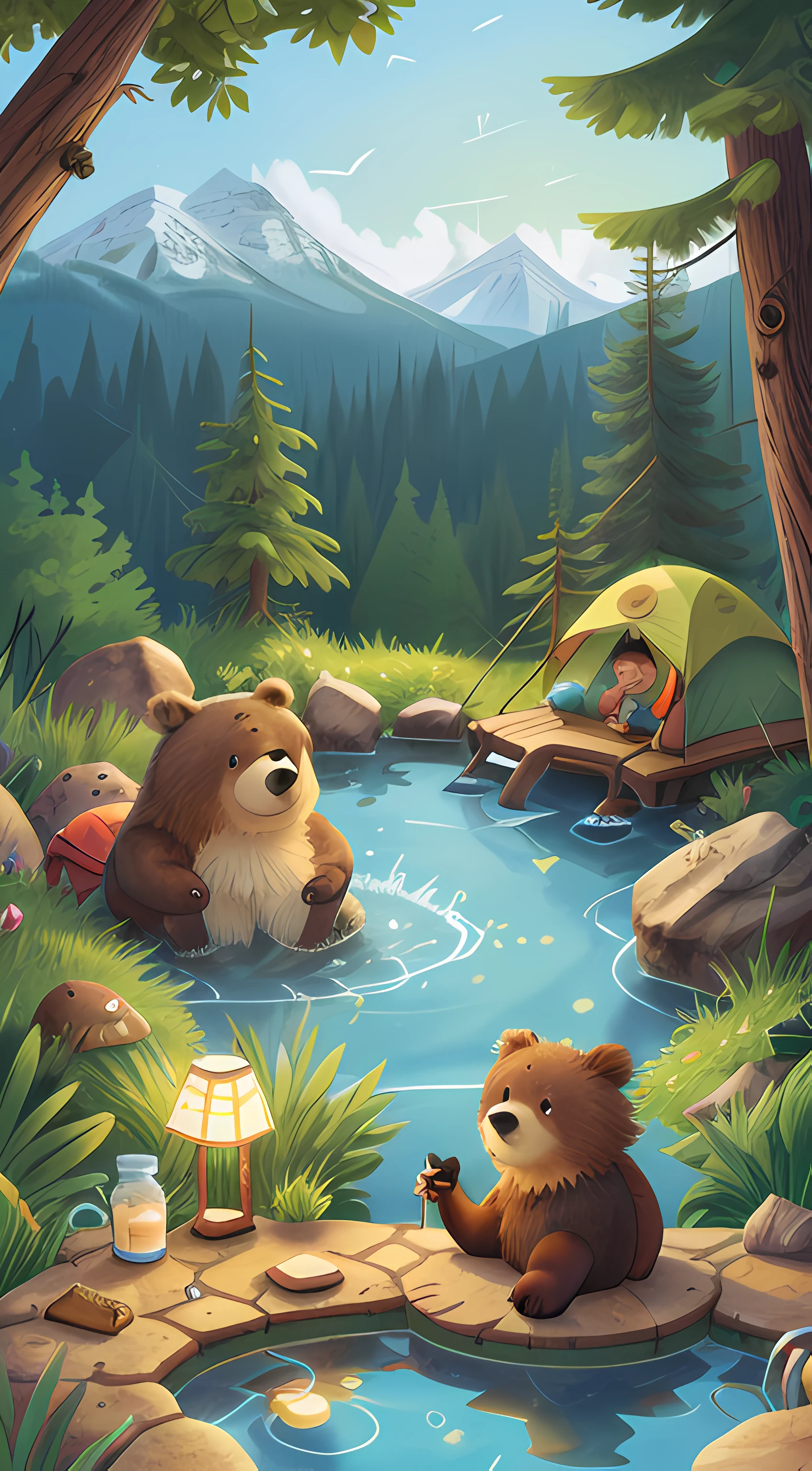 a bear is camping, ???, Thermal Pool