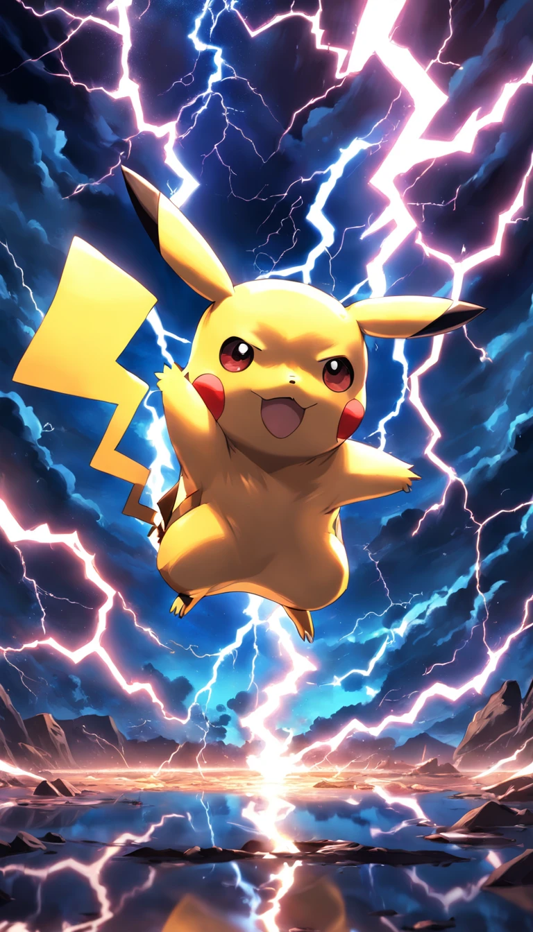 Make Pikachu with lightning background