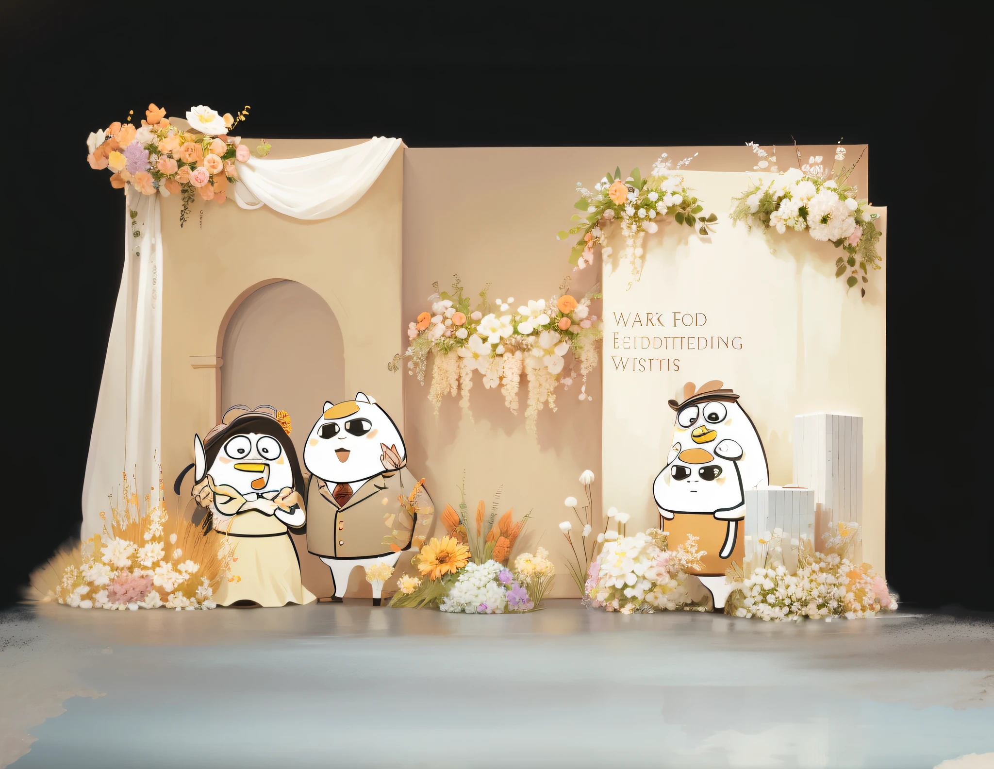 (((foster and partners,artist impression,artistic impression,Hamish MacDonald,Carey Morris,David Brewster,Higher detail illustration,Helen Berman,illustratio,A detailed illustration,Nick Fudge,Warren Mahi,artist impression))),Wedding design,Renderings,3Drenderingof,lot of flowers,small flower,Light