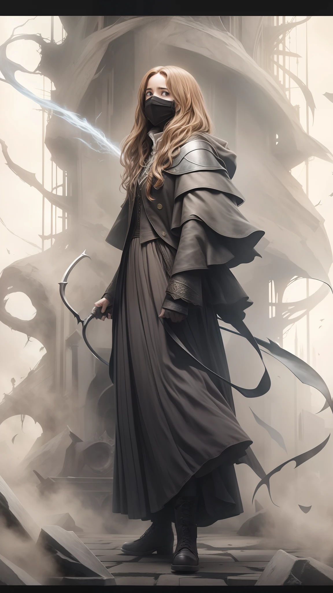 Hermione Granger Dark Wizard,Free coloring,HDR quality,Dark style,Nikon D850,Black mask