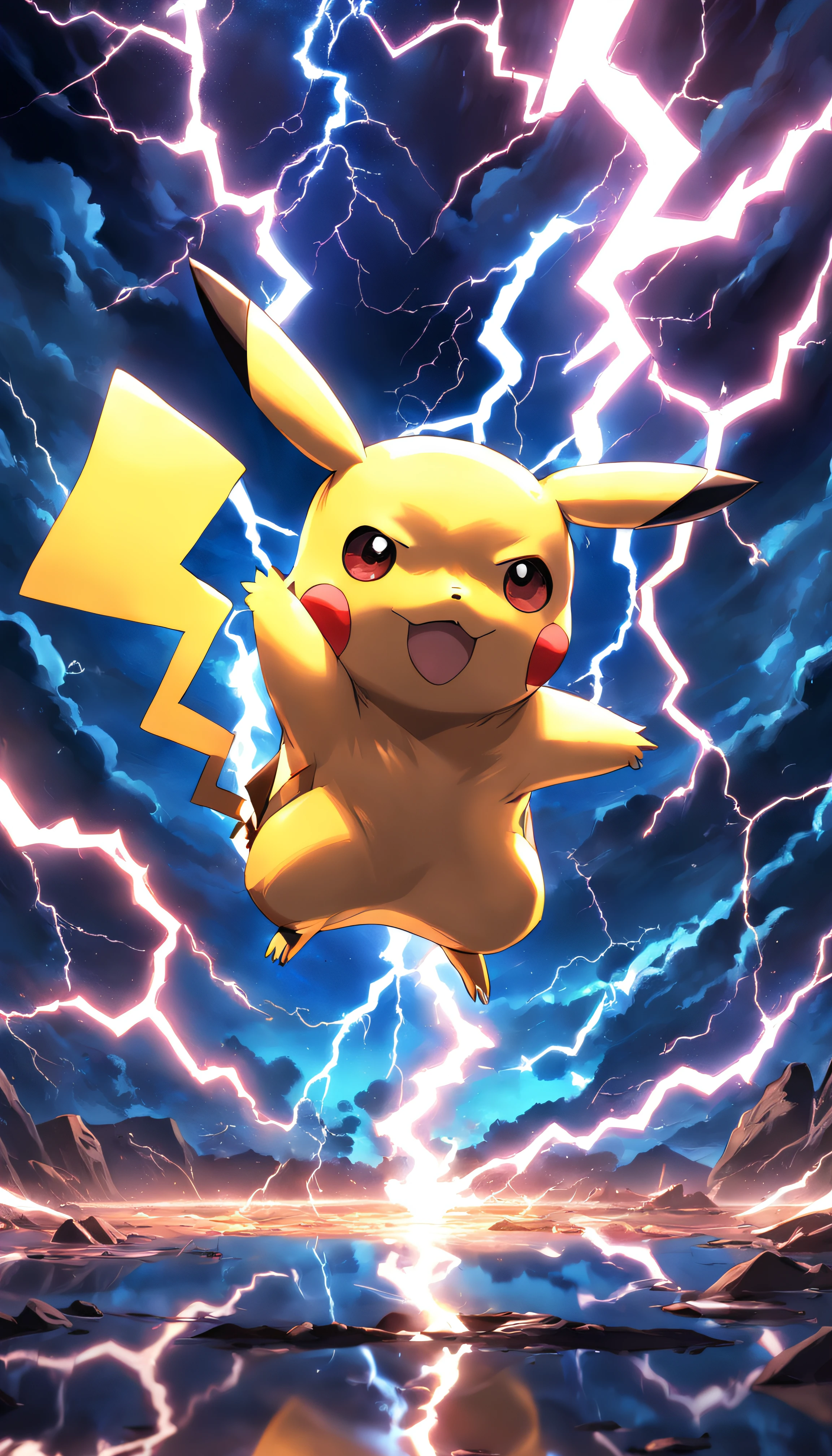 Make Pikachu with lightning background