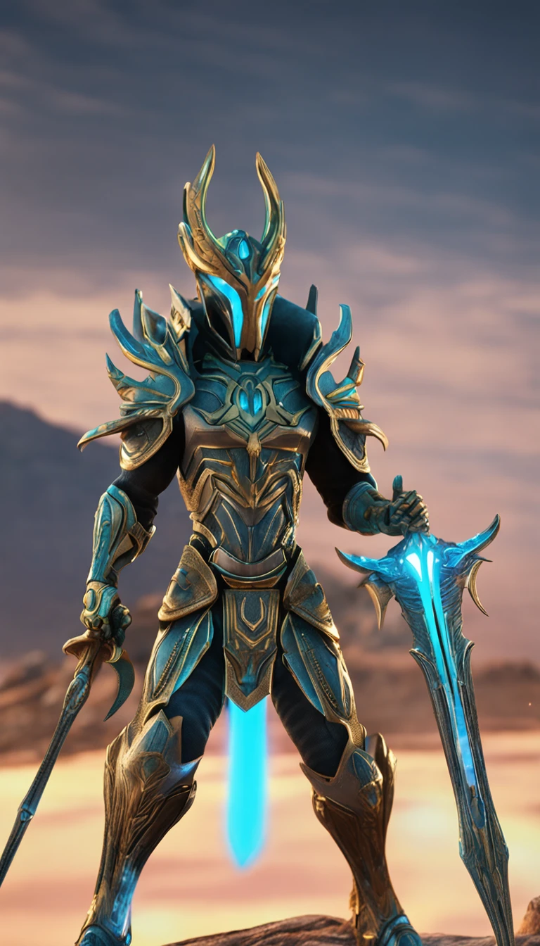Excalibur, Delicate mango, The sword body is exquisite,well decorated,(((The sword body is designed with blue opal and light green particle effect alien pattern..:1.3))), Should, (The sword body is symmetrically decorated:1.3), (The entire Excalibur blade is centered:1.3), Close-up at medium range,(General silhouette:1.3),(Fantastic landscape painting:1.2), Ultra Realistic Photo, super-fine, 8K, Premium wallpapers, the highest picture quality, ..。.3D,C4D, tmasterpiece, rendering by octane
