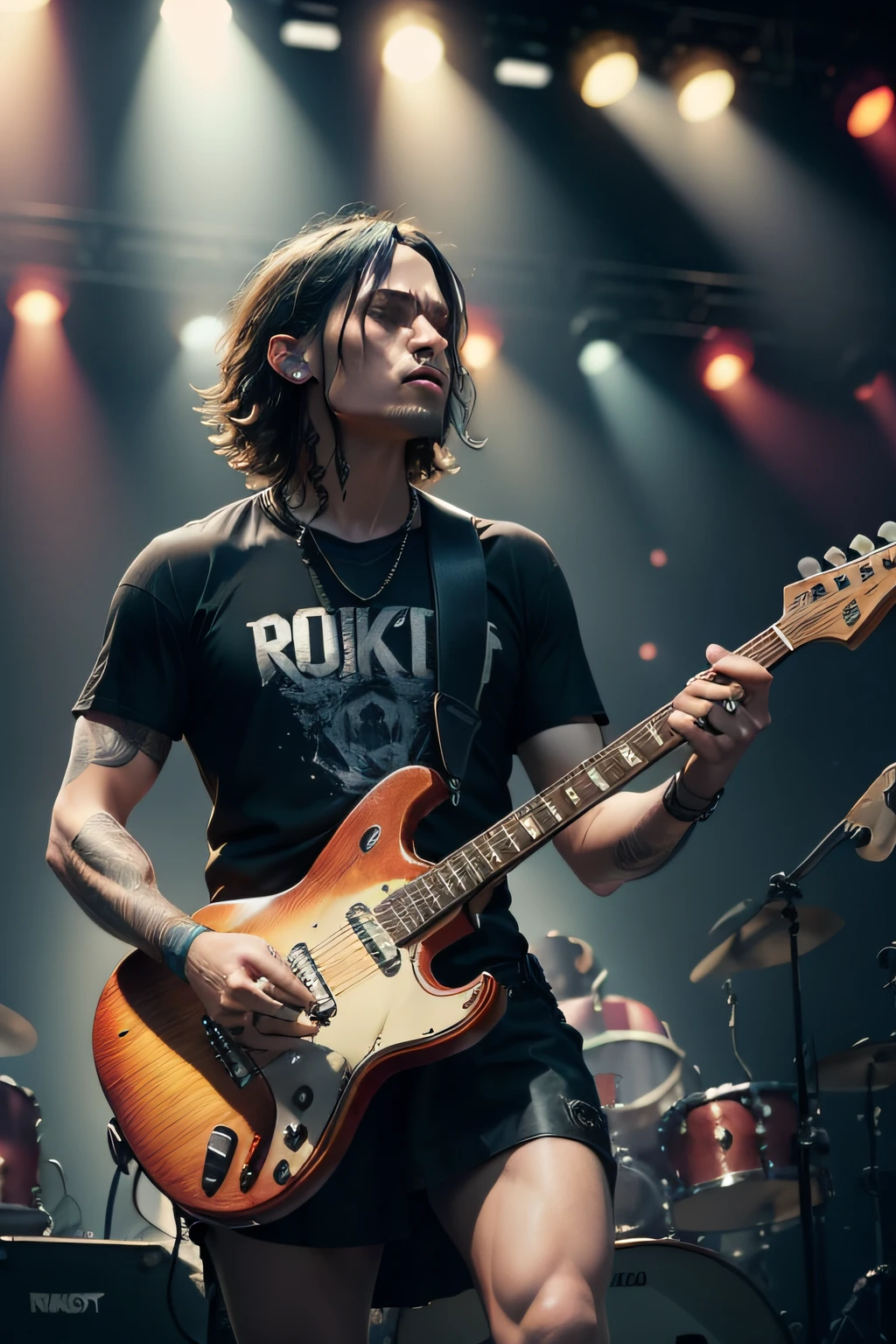The rock band performed on stage at a Smokey concert, rock musicians on the stage, live concert photography, playing guitar onstage, Performing on stage, band playing, stage photography, performing a music video, muted stage effects, concert photography, taken in 2 0 2 0, musicians playing instruments, on rock concert stage, Stoner Rock Concert, rocking out, concert photo, On stage