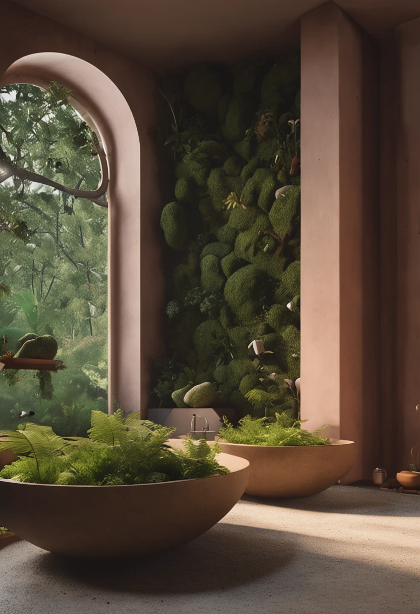 the stone plateau is in the middle of a green wall,inthe style of rendered in cinema4d, meticulous
ohotorealistic still lifes, soft and dreamy
atmosphere, sony fe 24-70mm f/2.8 gm, industriaand product design,tondo,nature-inspired
camouflage--ar 3:4--V 5.2