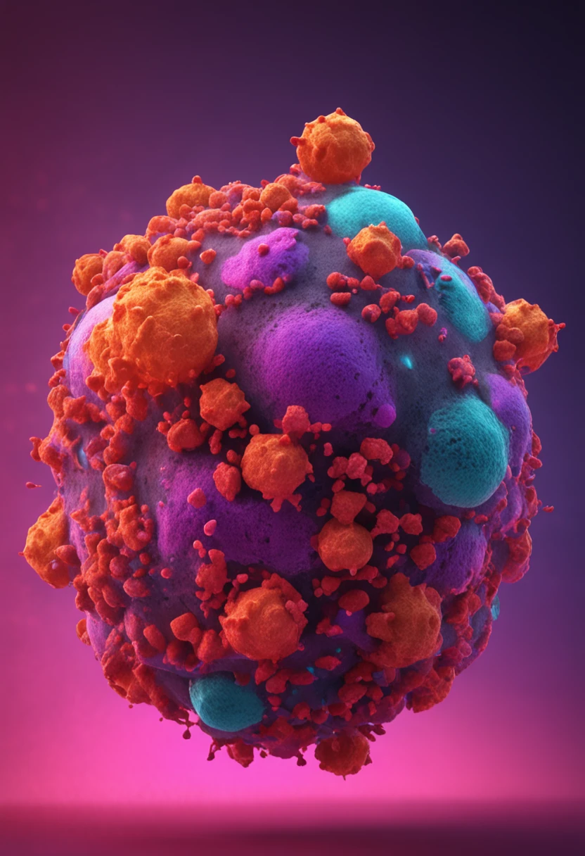 cells, tumor, depicted as a 3 d render, metamorphosis complex 3d render,