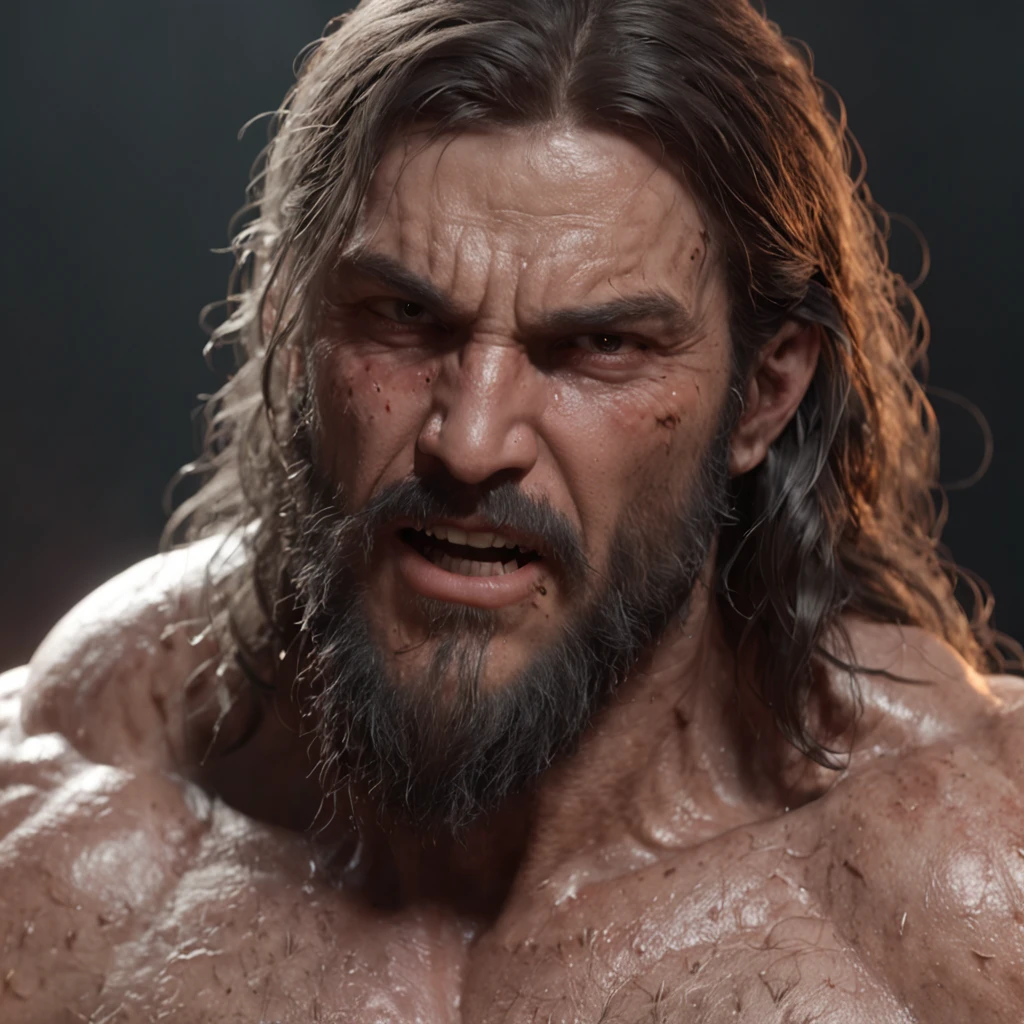 (professional 3d render:1.3) af (Realistic:1.3) most beautiful artwork photo in the world,Features soft and shiny male heroes, ((Epic hero fantasy muscle man rough wet hero angry look long hair short beard and ferocious expression in dynamic pose, Fantastic location, Majestic cluttered environment)), full body 8k unity render, action shot, skin pore, very dark lighting, heavyshading, Detailed, Detailed face, (vibrant, photograph realistic, Realistic, Dramatic, Dark, Sharp focus, 8K), (Old leather garments damaged by weathering:1.4), ((((Wear fur)))), (Intricate:1.4), decadent, (Highly detailed:1.4), Digital painting, rendering by octane, art stations, concept-art, smooth, Sharp focus, illustration, Art germ, (loish:0.23), wlop ilya kuvshinov, and greg rutkowski and alphonse mucha gracias, (Global illumination, Studio light, volumettic light), heavy rain, particles floating, lotr, fantasy, elf, full bodyesbian, ((Dark and ancient city background:1.3)),CGSesociety,art stations