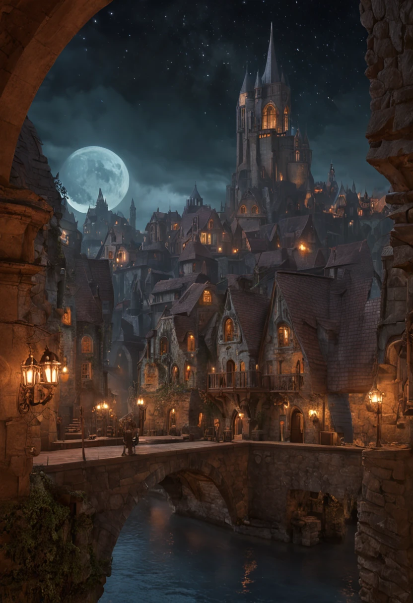fantasy art, Ultrawide shot, painting, detailed , deviantart, contest winner, concept art, , tim hildebrandt, fantasy, ((((steampunk city)))) , , night time , , fantastic realism, artstation ,, style of Adrianus Eversen ,not aesthetic architecture, Movie Still,greg rutkowski, Create a scenery reminiscent of the inception movie, where reality becomes a labyrinth of shifting architecture and gravity-defying landscapes. Embrace the surreal and mind-bending nature of the concept, crafting a scene that challenges perception. Use intricate details and dynamic design to immerse the viewer in a world where the laws of physics are rewritten. Portray the sense of awe and disorientation that the inception movie evoked.
