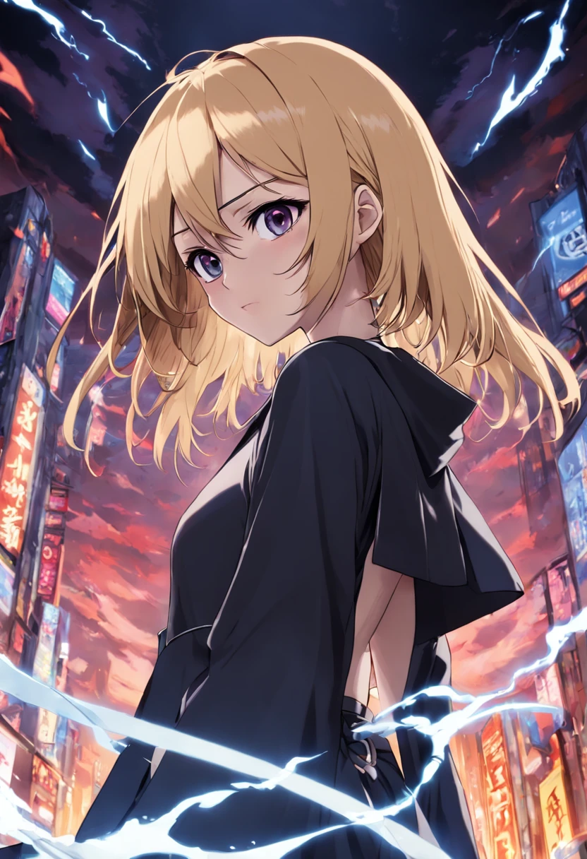 Rukia, the Grim Reaper，blonde hair, short hair, straight hair, bright pupils, rape face, anime, stereogram, high details, 4K