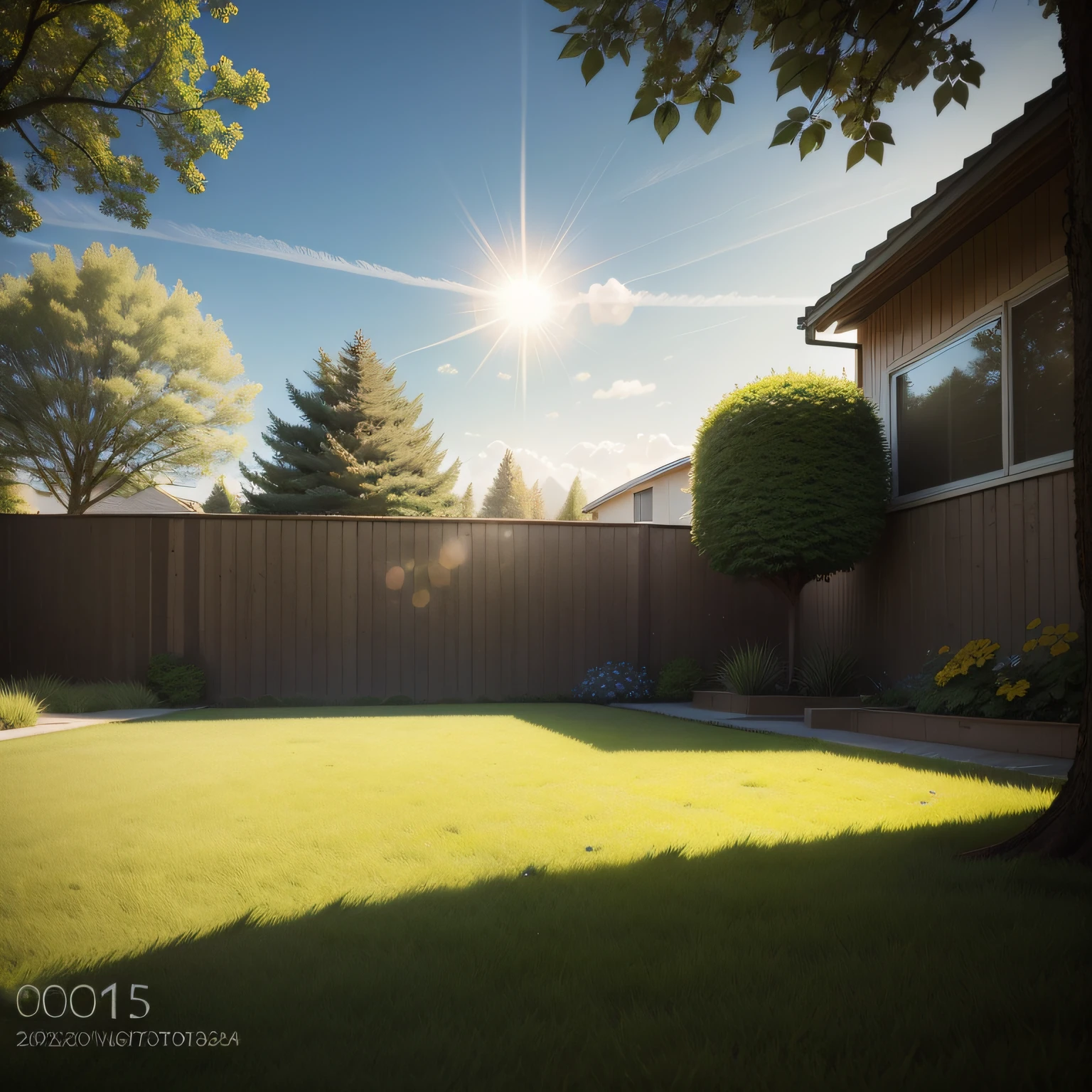 photograph realistic, Cool weather, Daytime, There is the sun, About 2:00 pm,Bare lawn