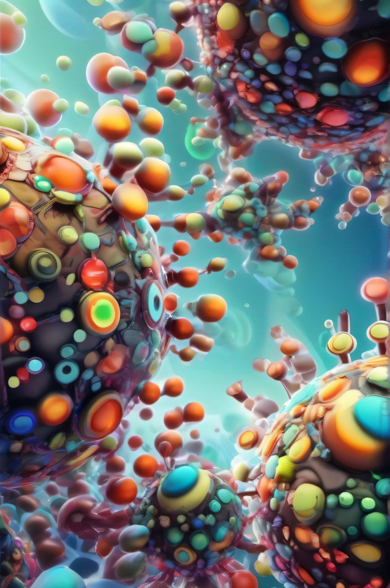 Uppercase B,Molecular composition of cells,Full of technology,3D stereoscopic effect,OC rendering,Super detailed,Colorful colors。