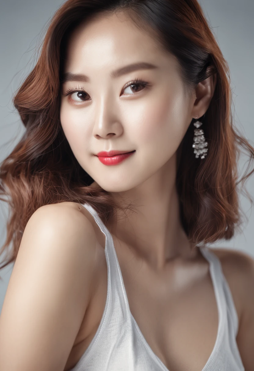 arafed asian woman in a white top posing for a picture, korean girl, gorgeous young korean woman, beautiful south korean woman, beautiful asian girl, friendly seductive smile, beautiful young korean woman, beautiful girlfriend, korean woman, in a club, japanese goddess, good young girl, asian girl, busty, gorgeous chinese model, cute seductive smile, jaeyeon nam