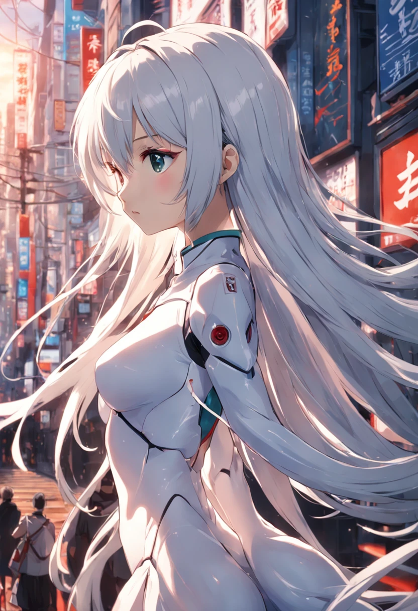 Raised sexy,ayanami rei,long whitr hair,比基尼