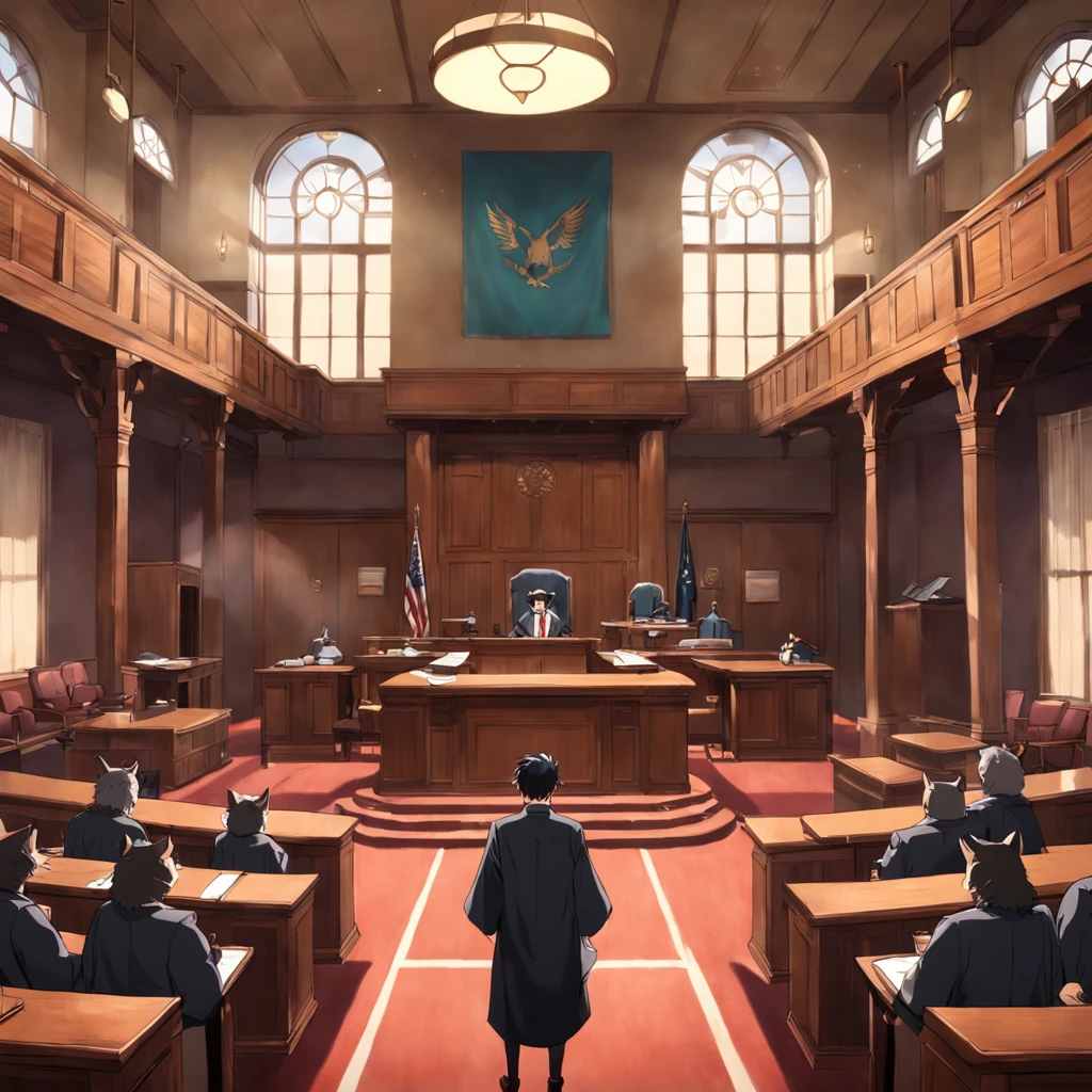 cat attorney suit court room