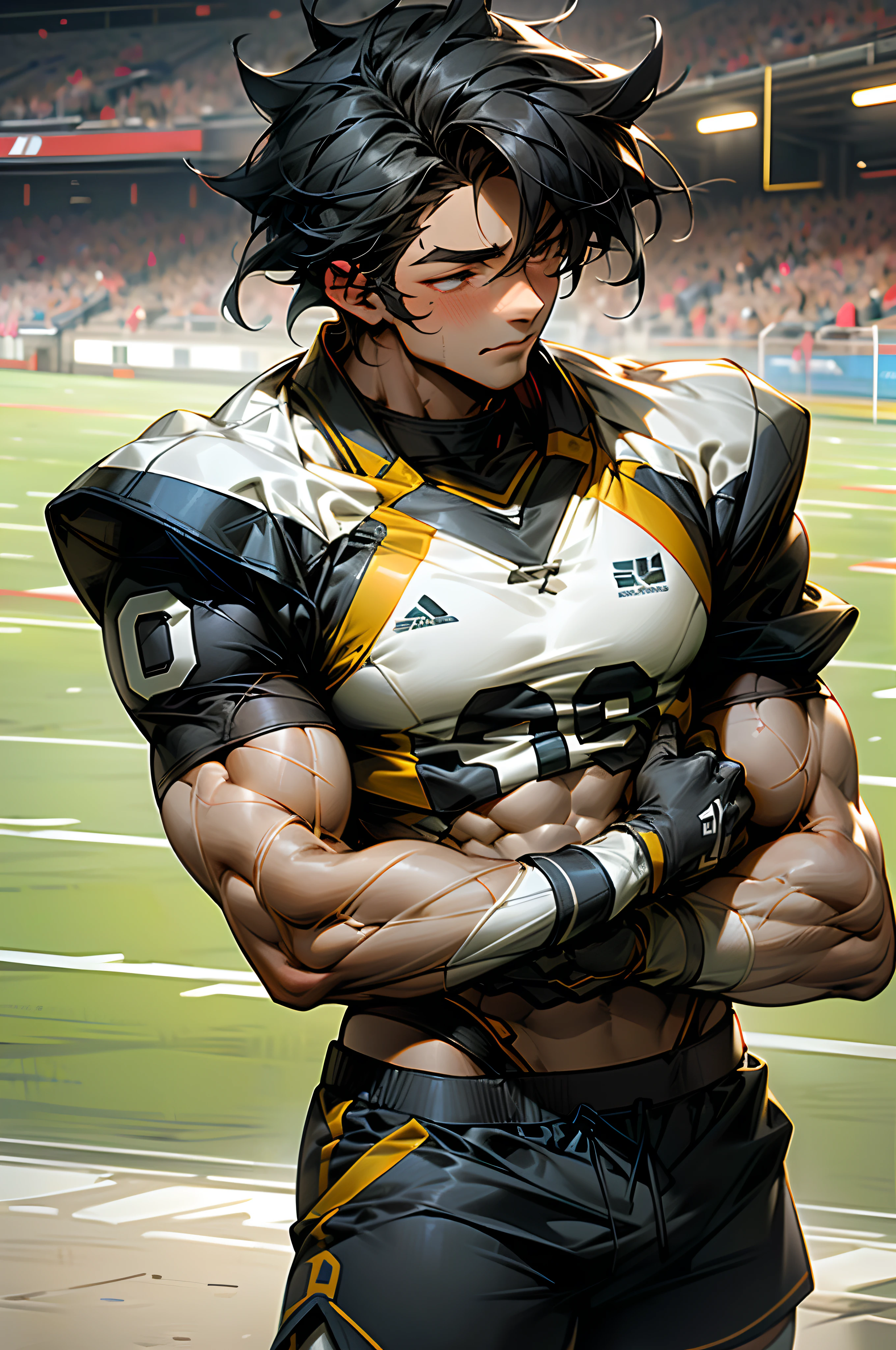 muscles men's shorts white socks football field sunshine handsome hormones gay hug kissing mouth touch head sexy abs pectorals touch chest pinching neck tease