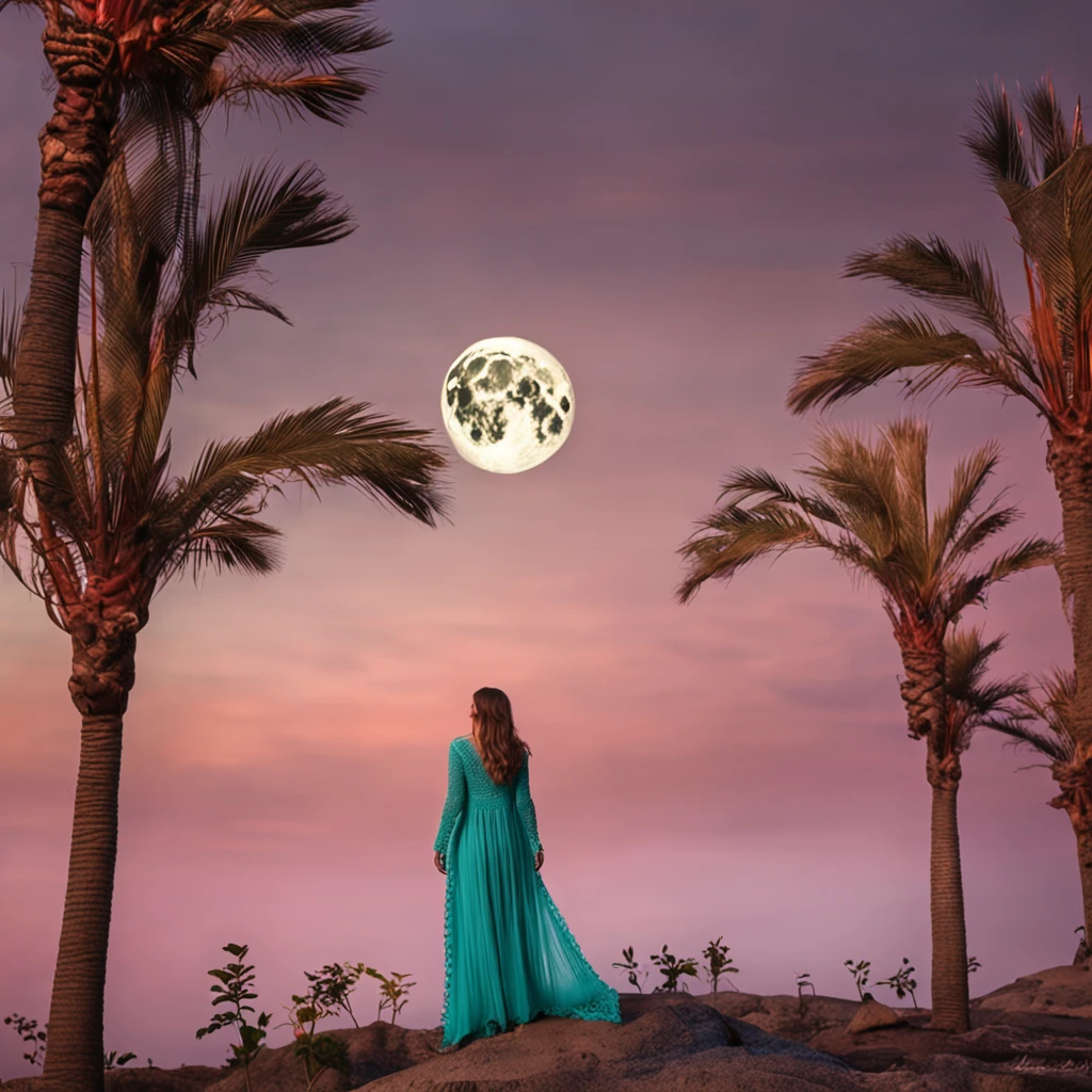 woman long dress natural moon crochet miss beautiful color crown