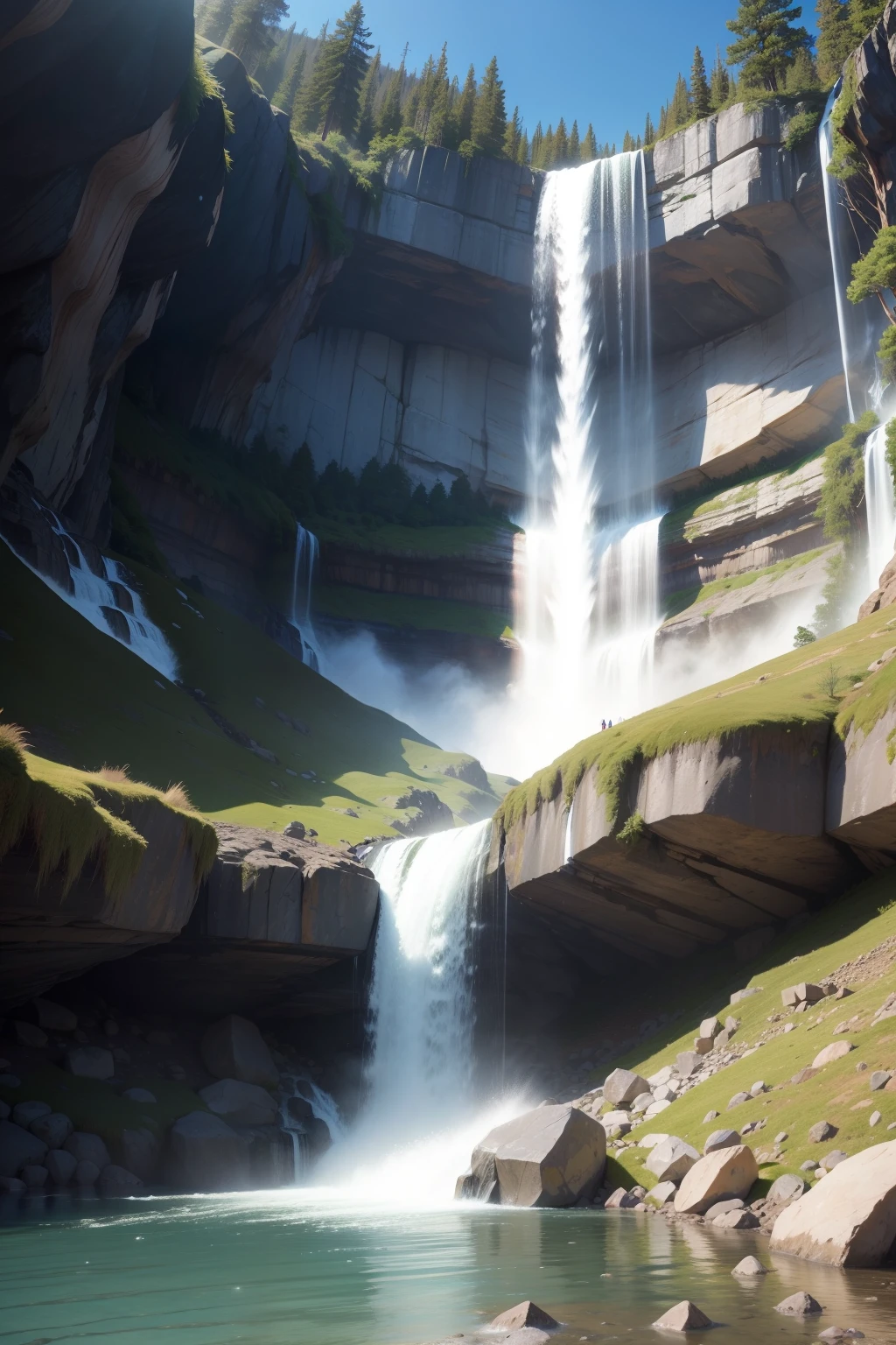 water fall from mountain