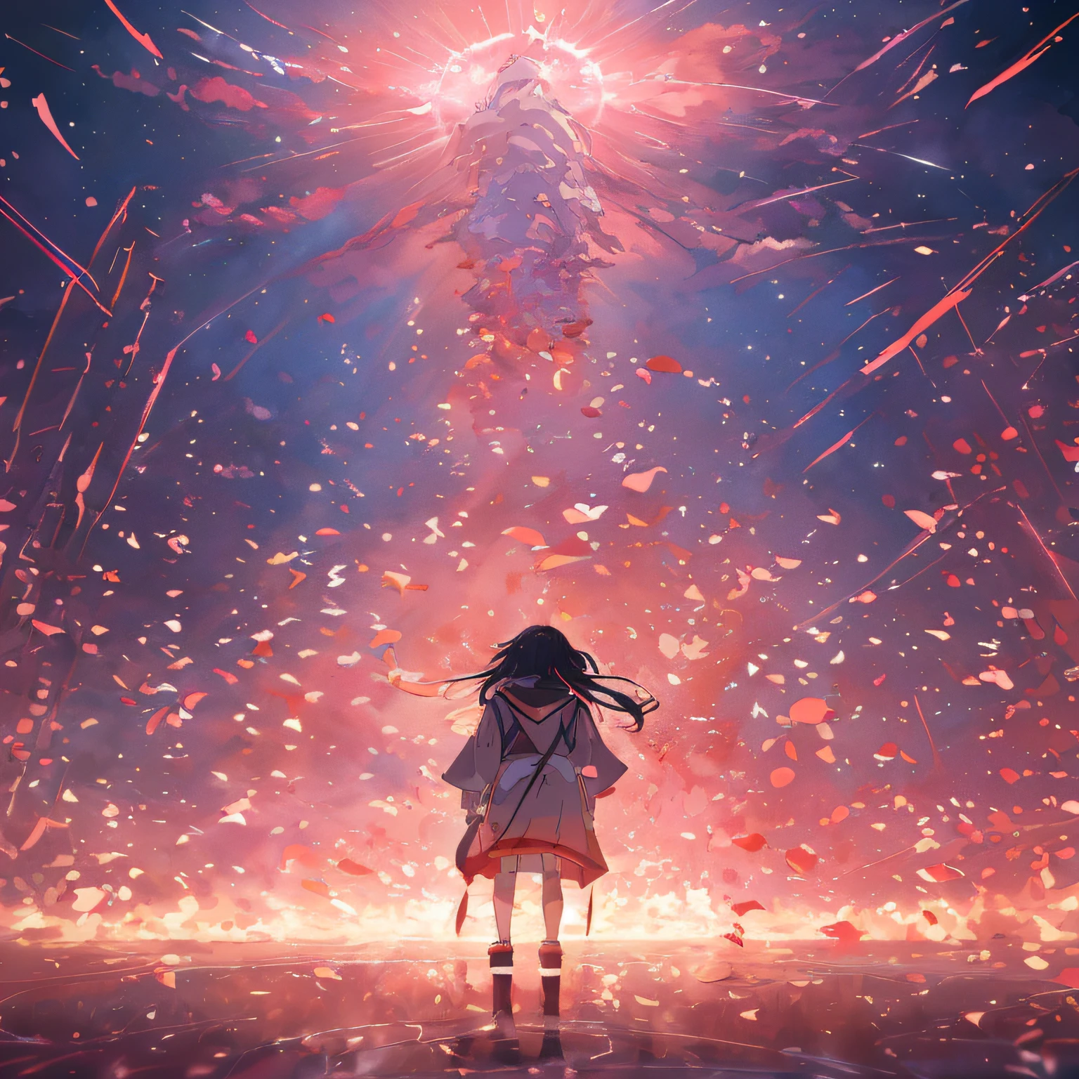 Anime girl looking at stars with falling petals, Anime art wallpaper 8 K, Anime art wallpaper 4 K, Anime art wallpaper 4k, Makoto Shinkai Cyril Rolando, Anime epic artwork, Beautiful anime artwork, 4K anime wallpaper, Anime wallpaper 4 k, Anime wallpaper 4K, 4k manga wallpapers, atey ghailan 8 k, Beautiful anime art