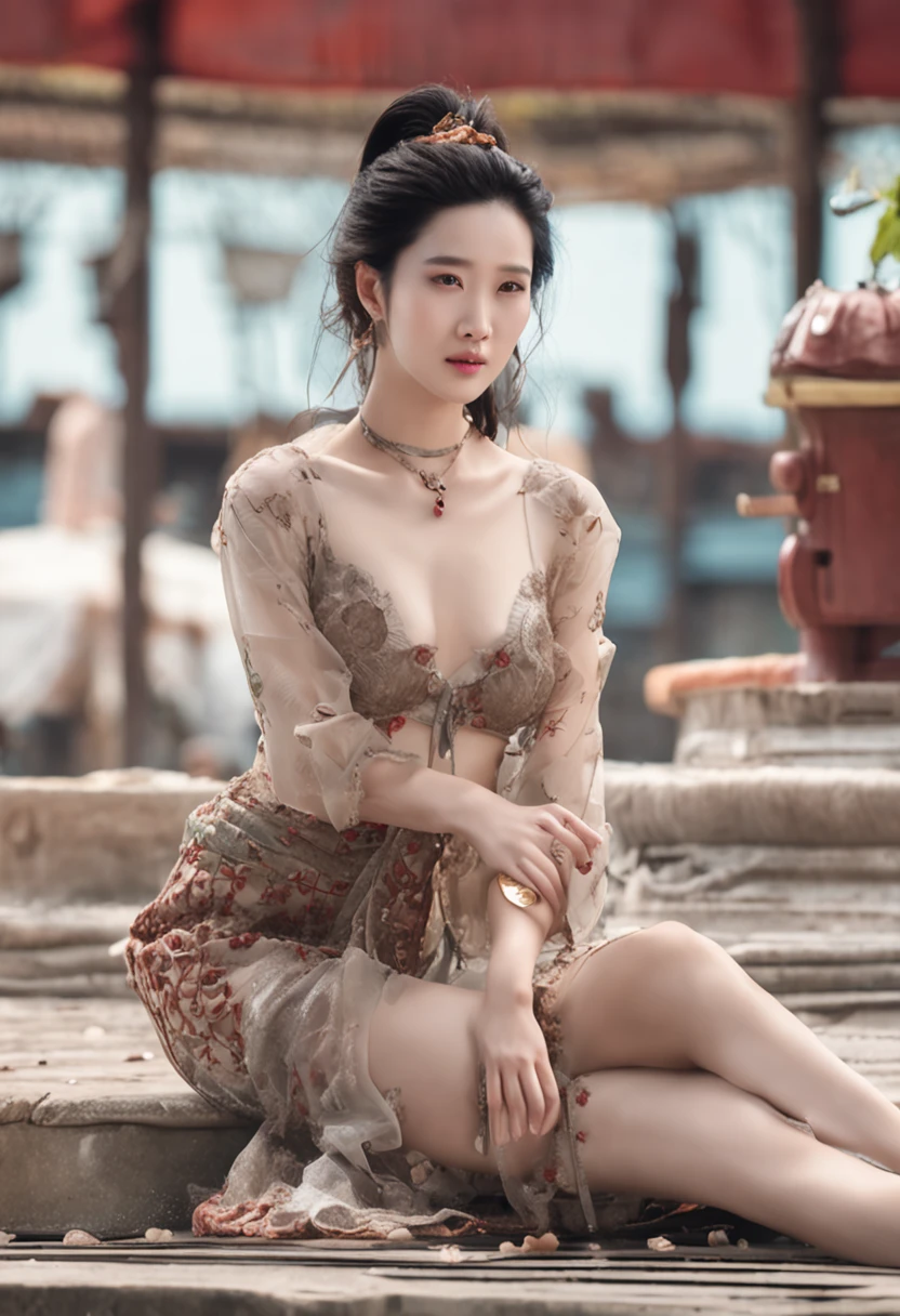 with a good figure,Like Liu Yifei,big chest and thin waist,legs long,Delicate skin,High Picture Quality,High definition,Wearing a bikini