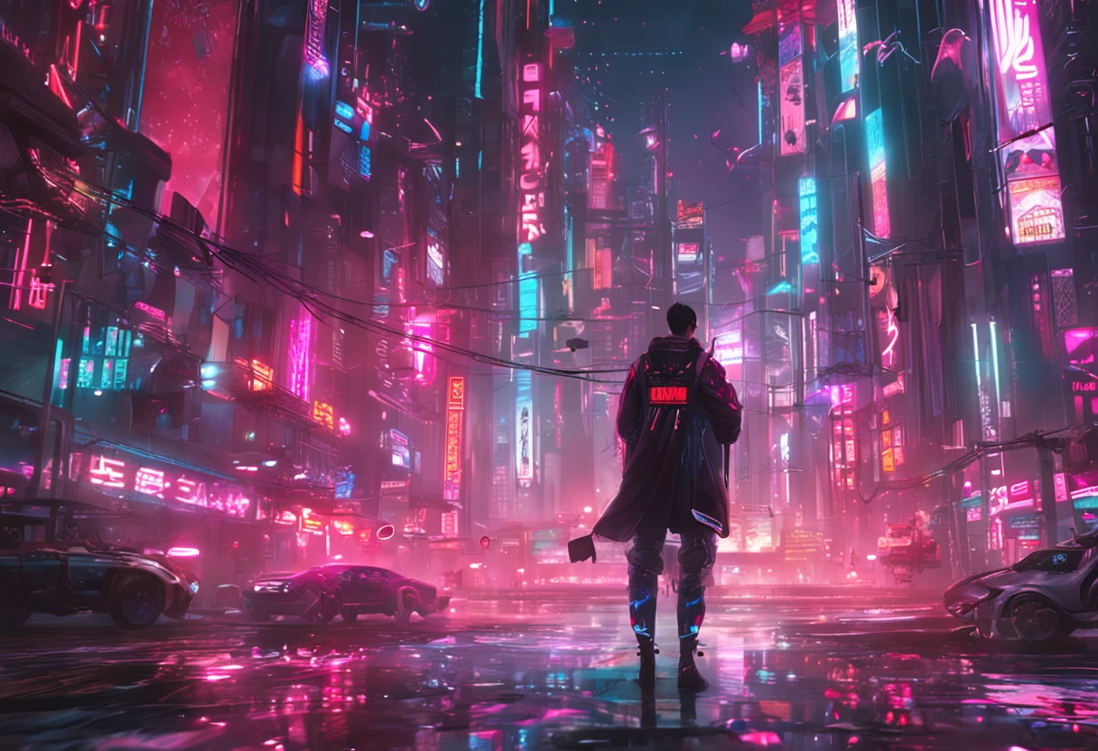 Create beautiful cyberpunk style wallpapers, tmasterpiece, 8K, Neon light, ((hu tao)), Lola Hu Tao, genshin impact, 1girll, 1 crow