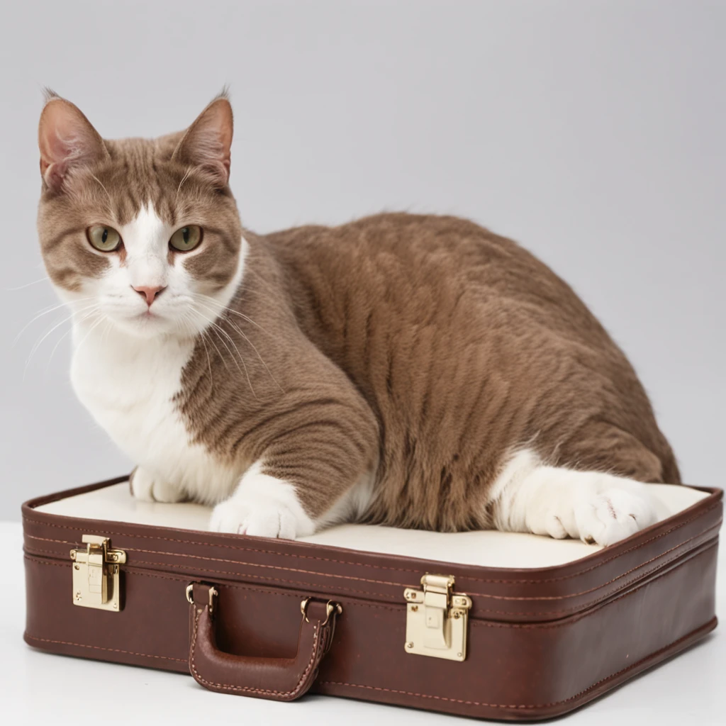 cat lawyer suit front face handle briefcase