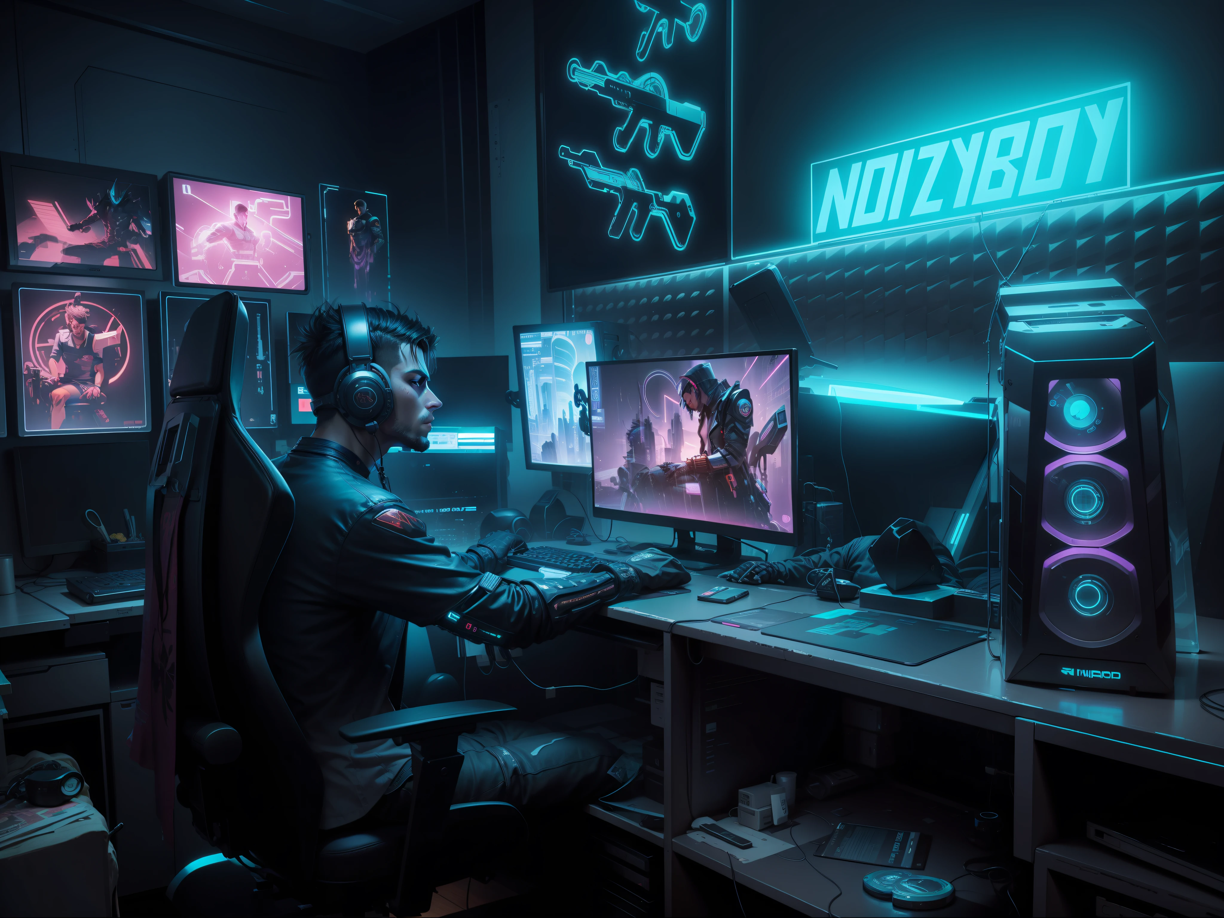 Cyberpunk, guy sitting on the chair