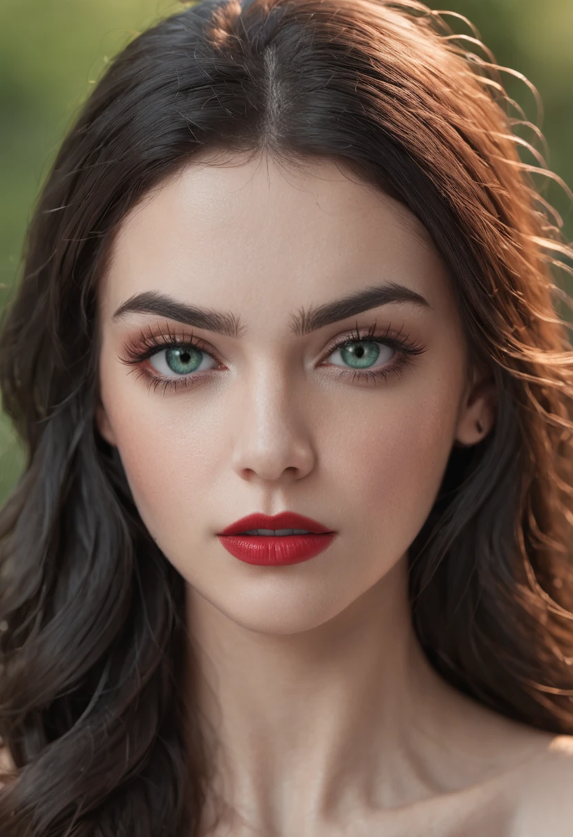 Beautiful greek woman 24 age 4k-resolution . with green t-shirt Maximum realistic hyper-detailed skin, (profesional photography) blue eyes red lipstick on the lips
black hair