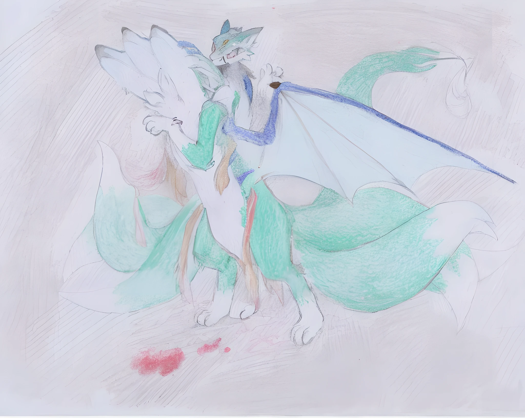 The Dragon Fox devours art, Fox two-body beast, young male anthro dragon, professional furry drawing, Man and fox dragon fusion, after a battle, anthro dragon art, Dragon in the background, Furry art!!!, nine tail fox