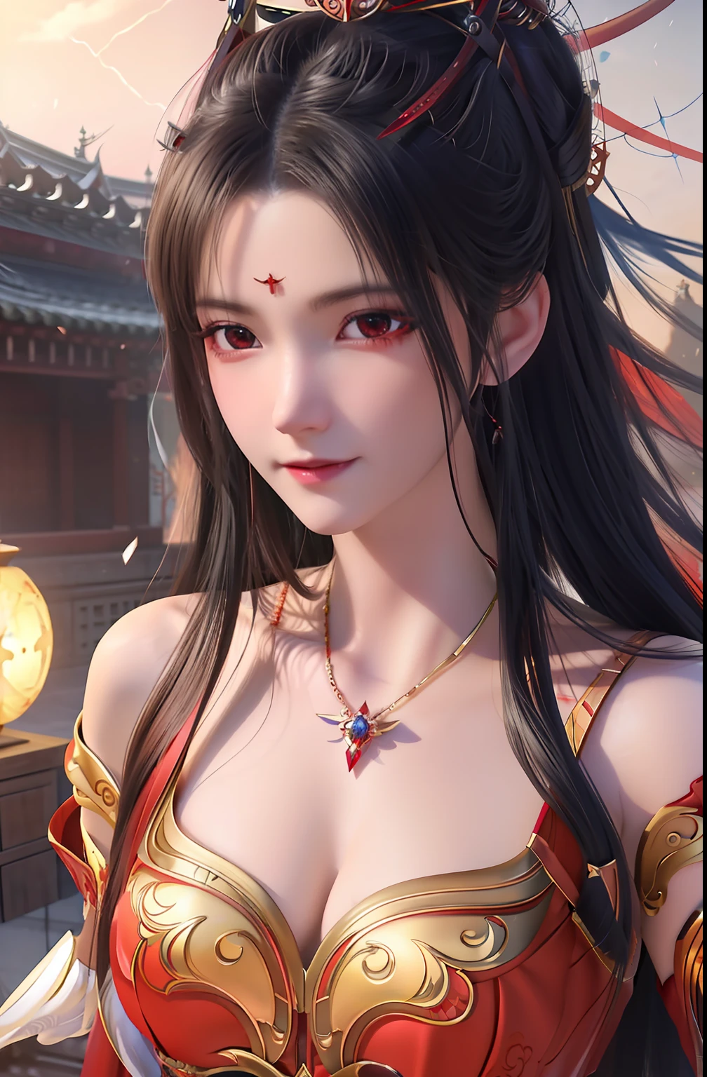 a woman in a red dress holding a sword and a sword, Beautiful character painting, beautiful and seductive anime woman, Anime goddess, Beautiful anime woman, Extremely detailed Artgerm, seductive anime girls, Smooth anime CG art, Beautiful anime girl, a beautiful fantasy empress, ruan jia and artgerm, by Yang J, Chinese girl, Art germ. anime illustration