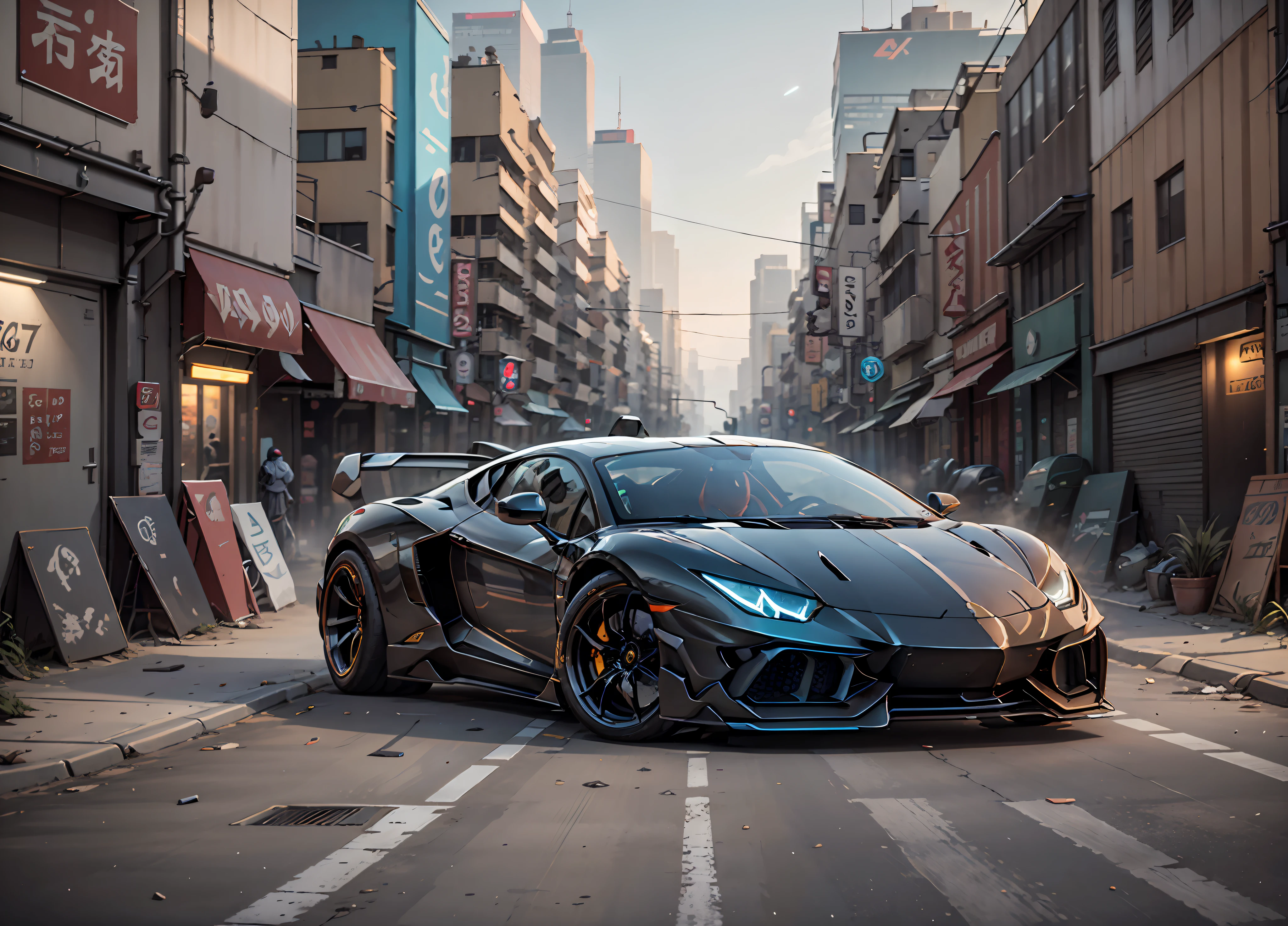 Lamborghini exotic sian cyberpunk, 4k, HDR, renderizado, obra-prima, ray tracing, Cyberpunk Scenario, carro preto, Batmobile, Neon light, deriva, carbono, futurista, Neon light, noite, cidade cyberpunk 2077